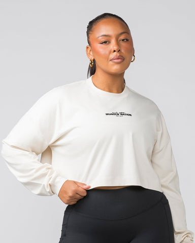 Muscle Nation Long Sleeve Tops Pace Cropped Long Sleeve Tee - Dew