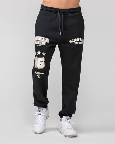 Muscle Nation Men's Track Pants Lifting Trackies - Black