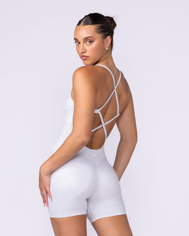 Muscle Nation One Piece Afterglow Everyday One Piece - White Grey Marl