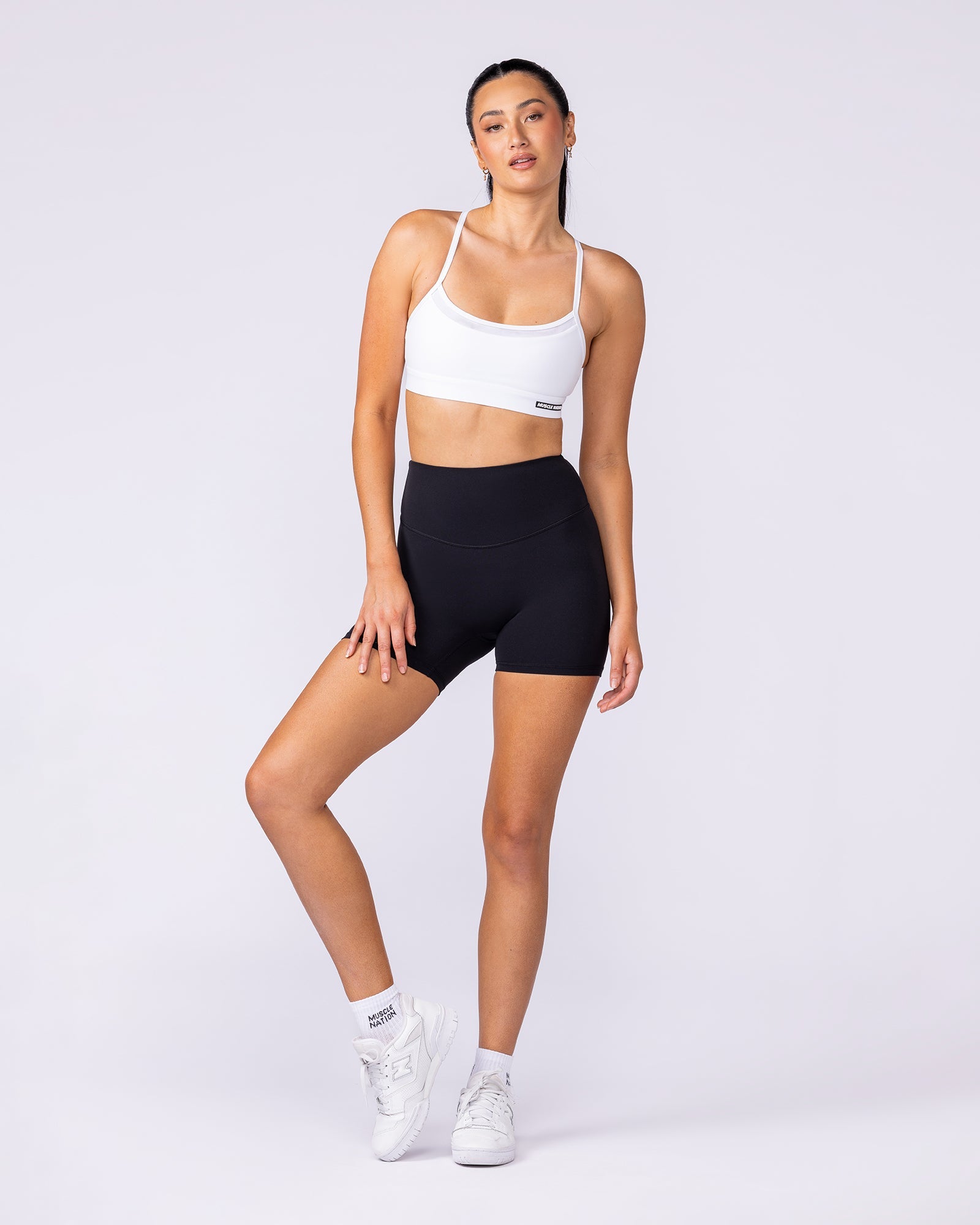 Muscle Nation Shorts Aura Back Pocket Midway Shorts - Black