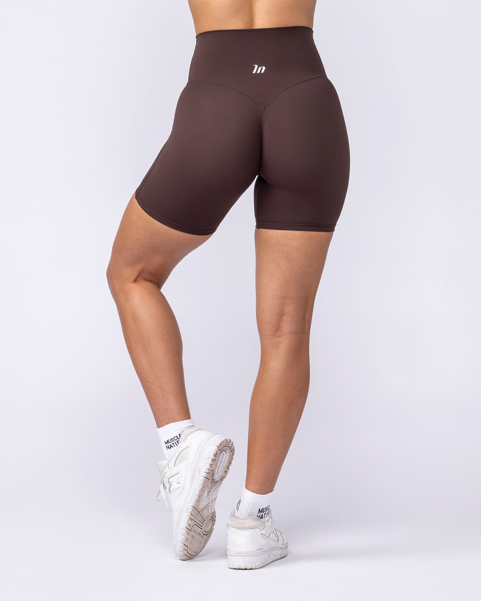 Muscle Nation Shorts Aura Peachy High Invisible Scrunch Bike Shorts - Cocoa