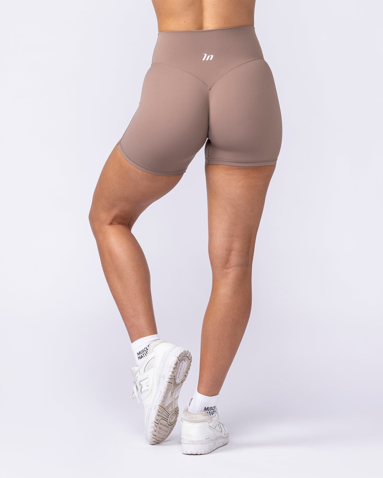 Muscle Nation Shorts Aura Peachy Invisible Scrunch Midway Shorts - Cookie