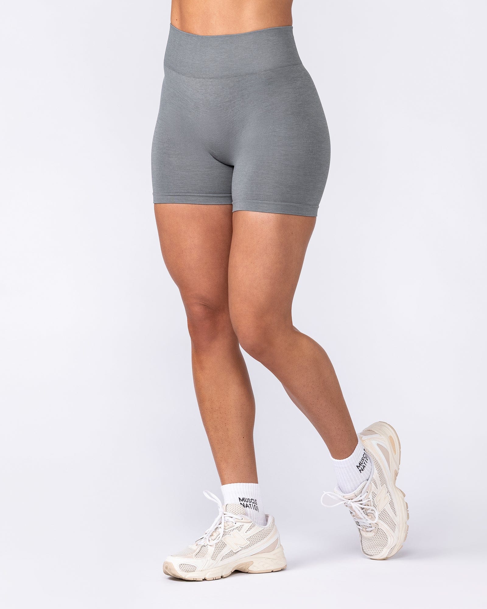Muscle Nation Shorts Bare Seamless Bike Shorts - Alloy Marl