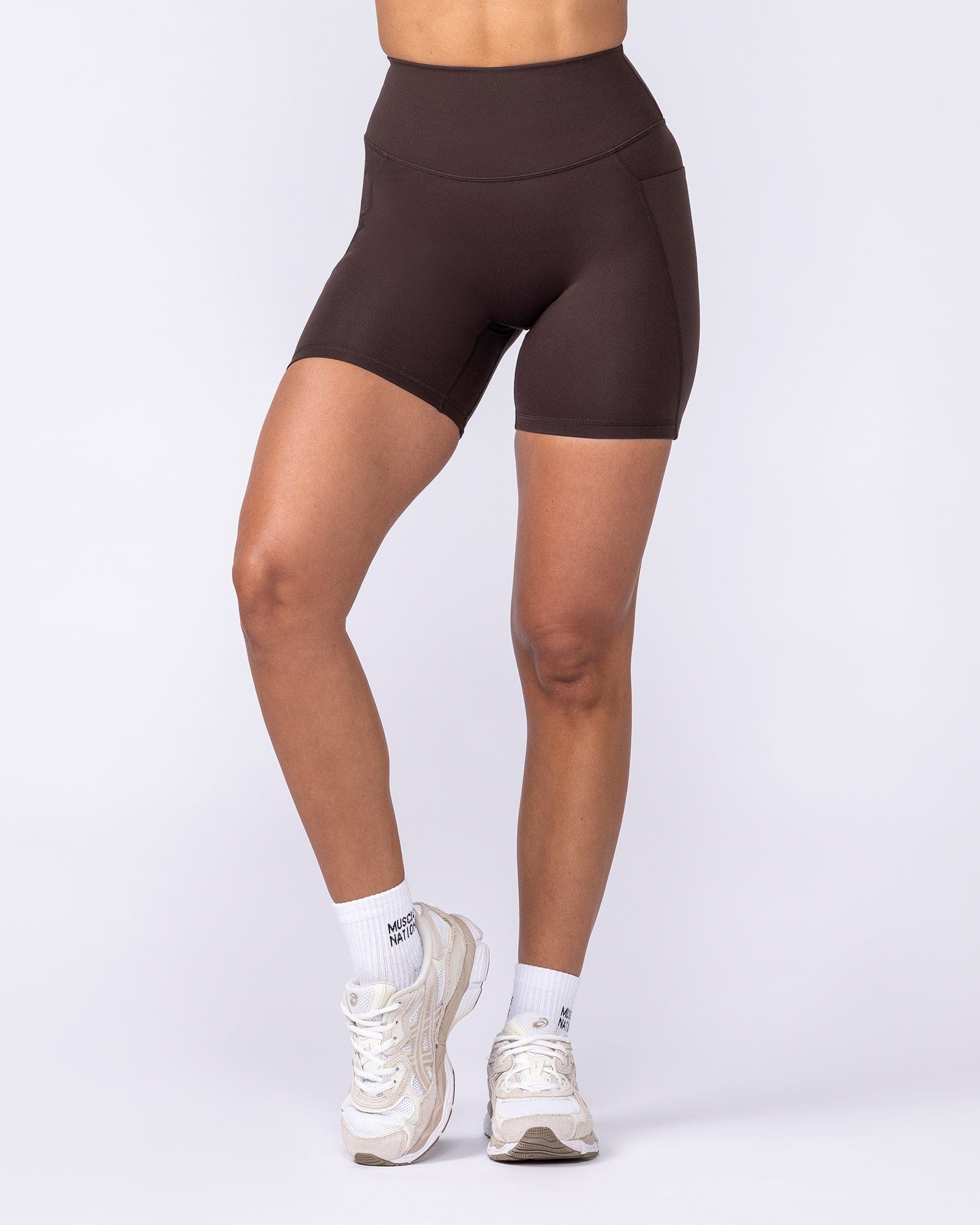 Muscle Nation Shorts Booty Shaper Pocket Bike Shorts - Cocoa