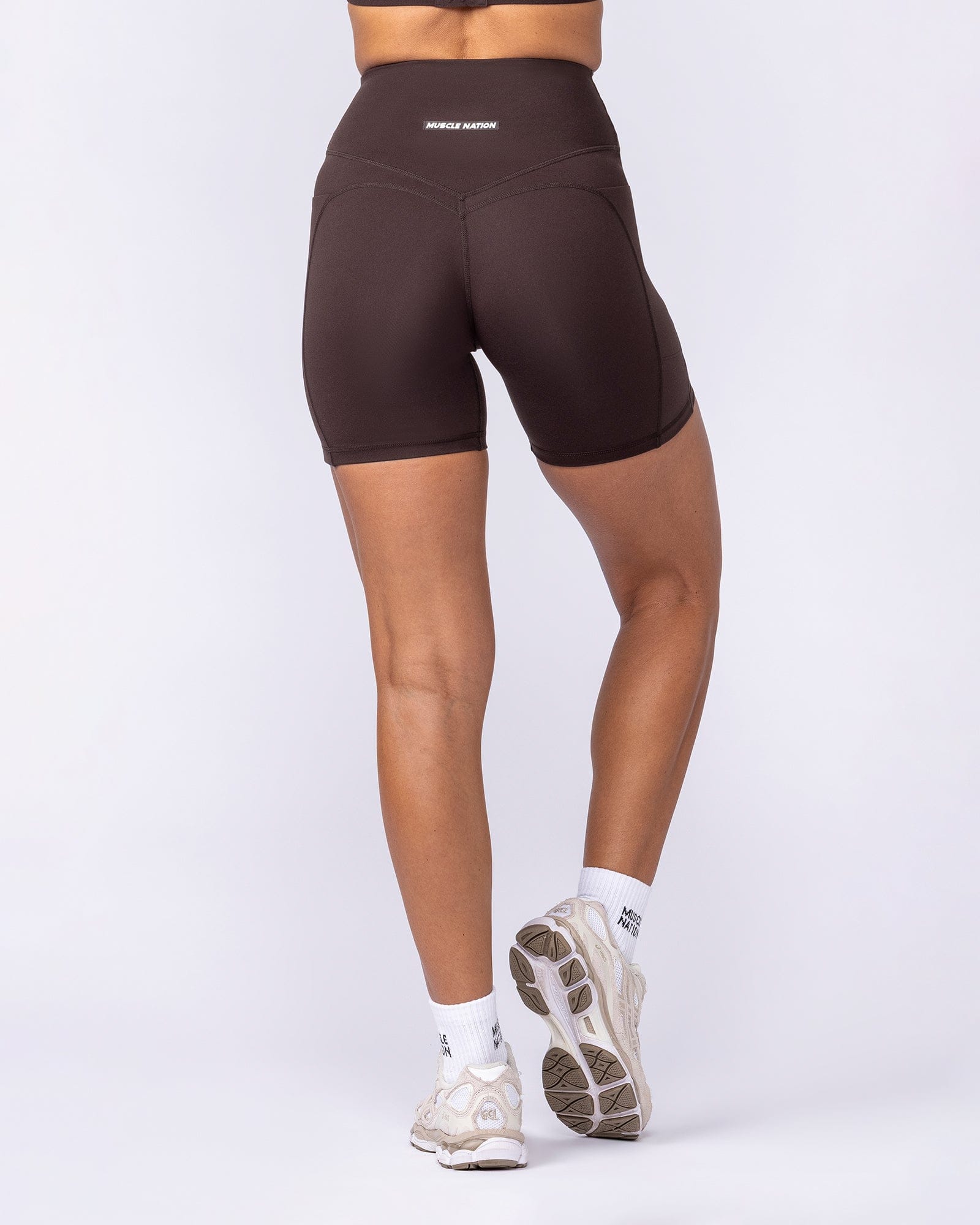 Muscle Nation Shorts Booty Shaper Pocket Bike Shorts - Cocoa