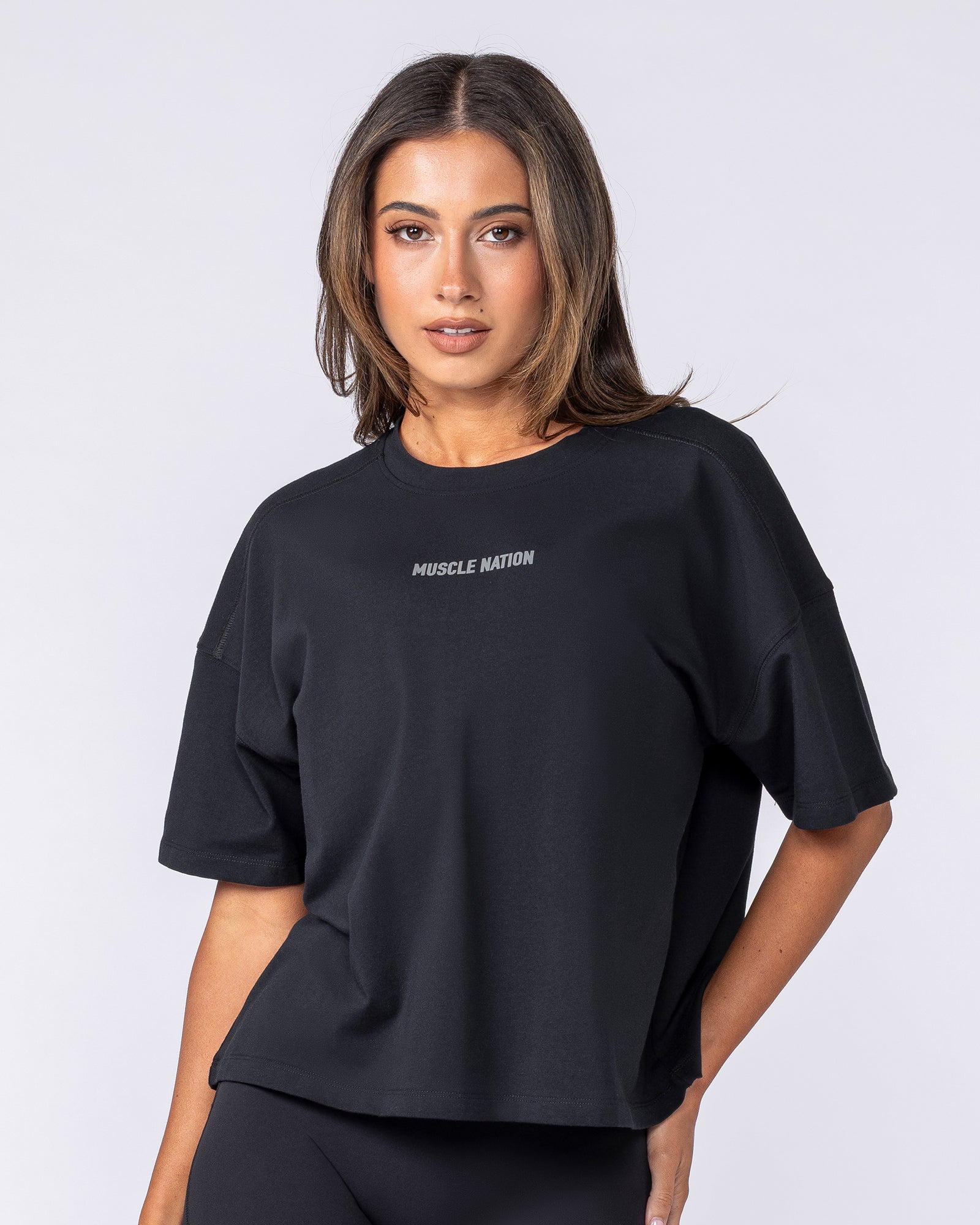 Muscle Nation Shorts Classic Boxy Tee - Black
