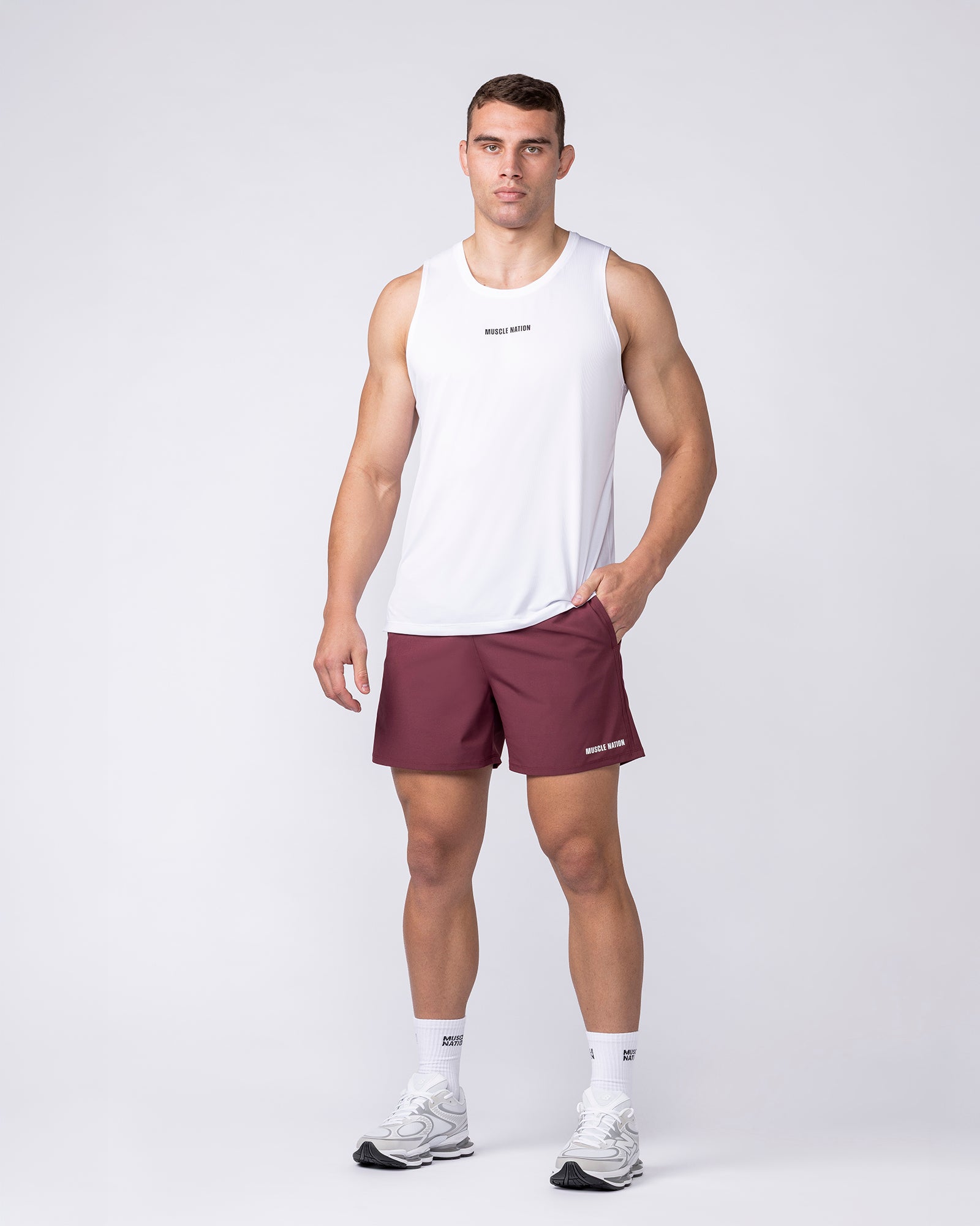 Muscle Nation Shorts Essential Active 5" Shorts - Maroon