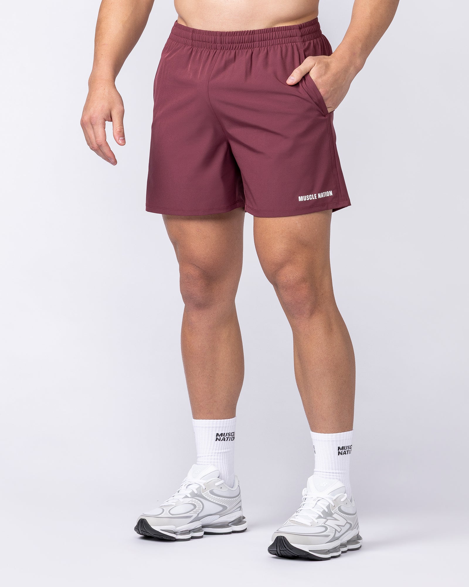 Muscle Nation Shorts Essential Active 5" Shorts - Maroon