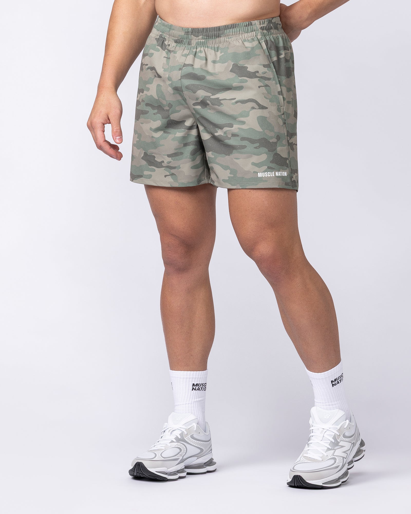 Muscle Nation Shorts Essential Active 5" Shorts - Washed Camo