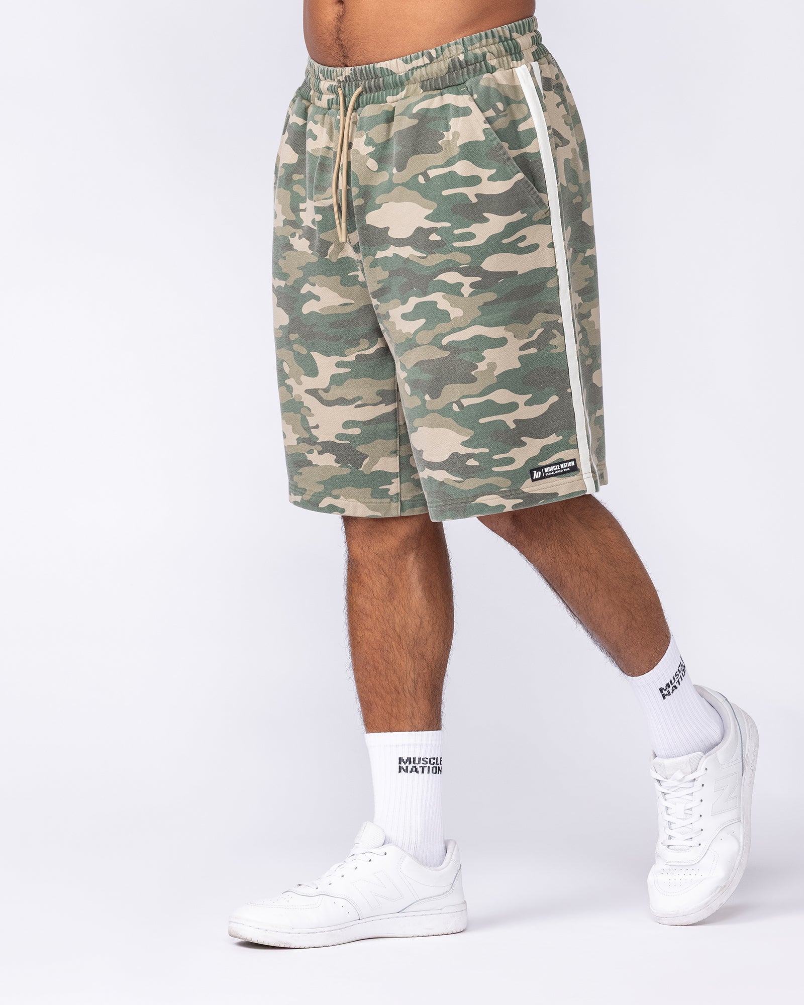 Muscle Nation Shorts Essential Wide Sweat 9" Shorts - Washed Camo