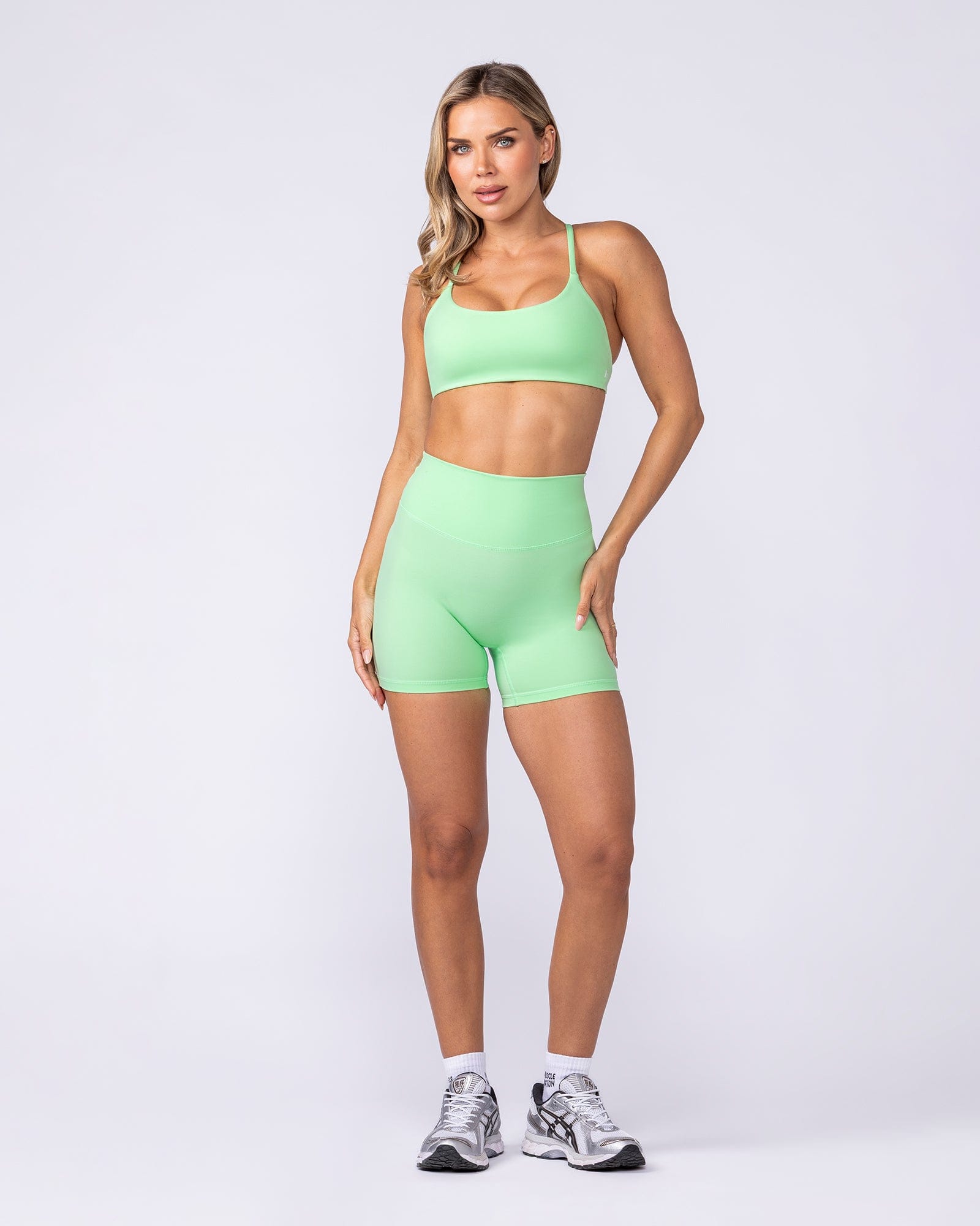 Muscle Nation Shorts Everyday High Rise Midway Shorts - Lime Splice