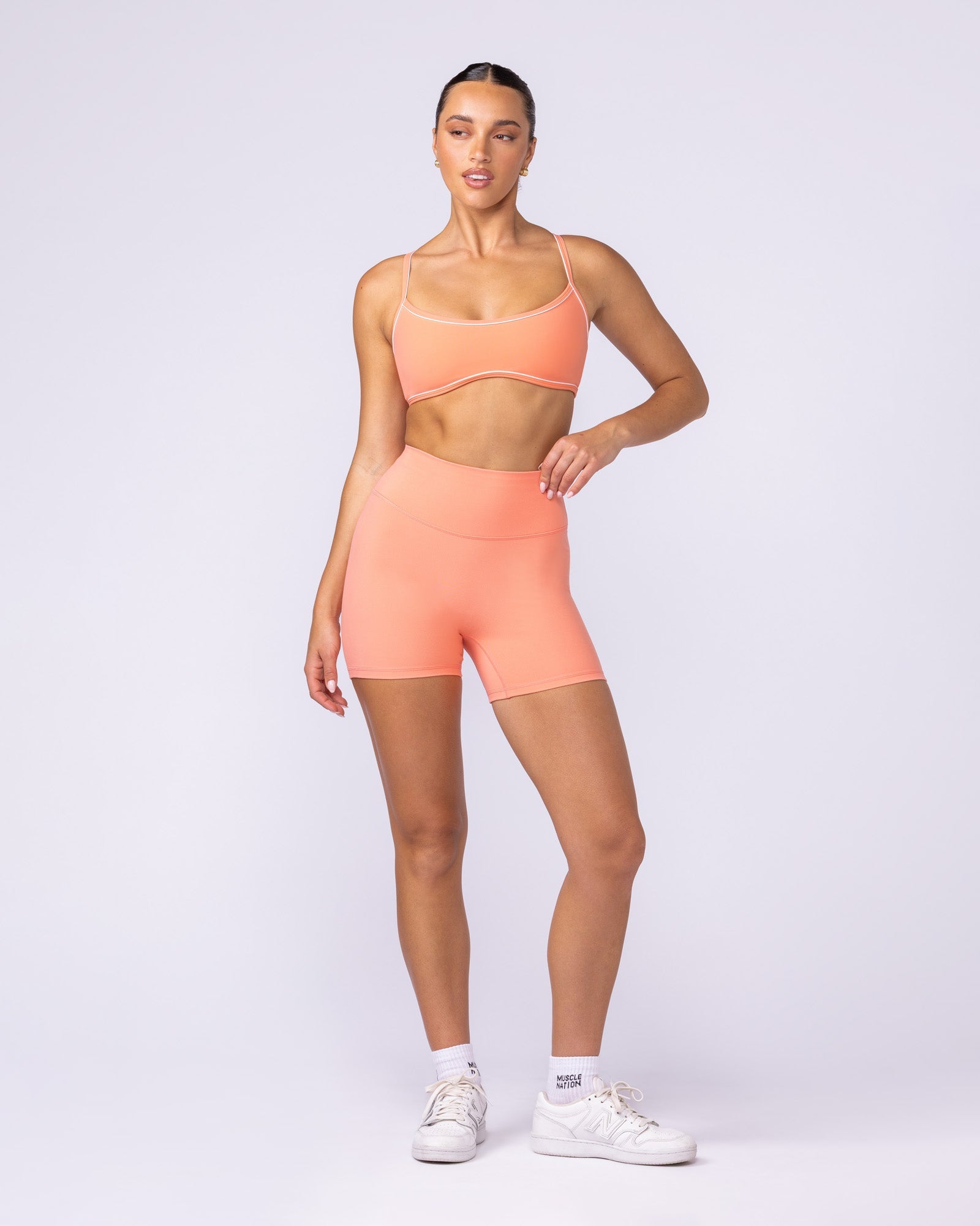 Muscle Nation Shorts Everyday High Rise Midway Shorts - Peachy