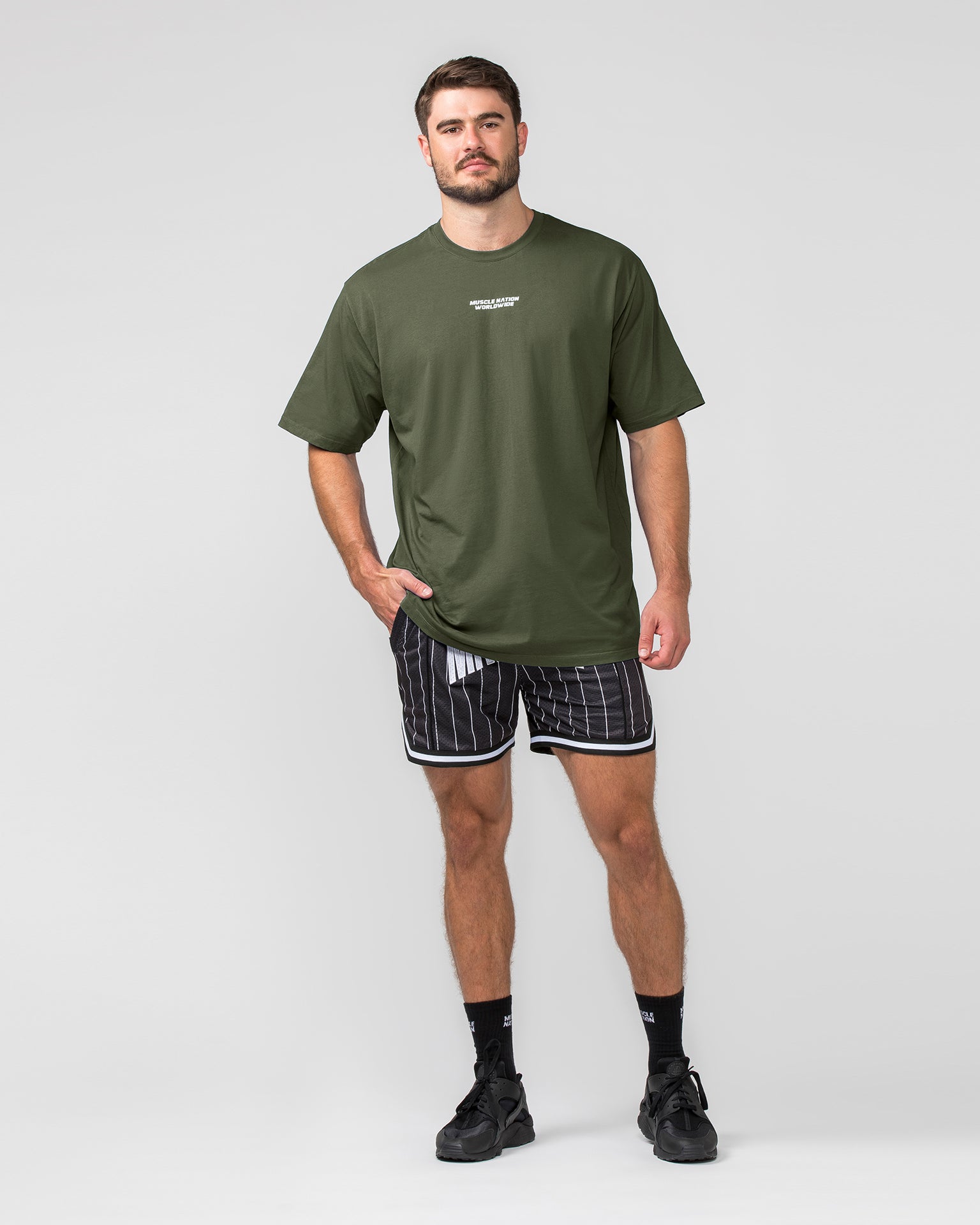 Muscle Nation Shorts Fadeaway 5'' Basketball Shorts - Black Pinstripe