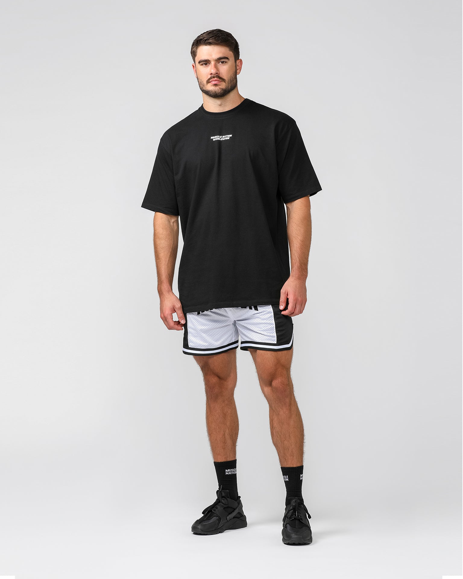 Muscle Nation Shorts Fadeaway 5'' Basketball Shorts - White /Black