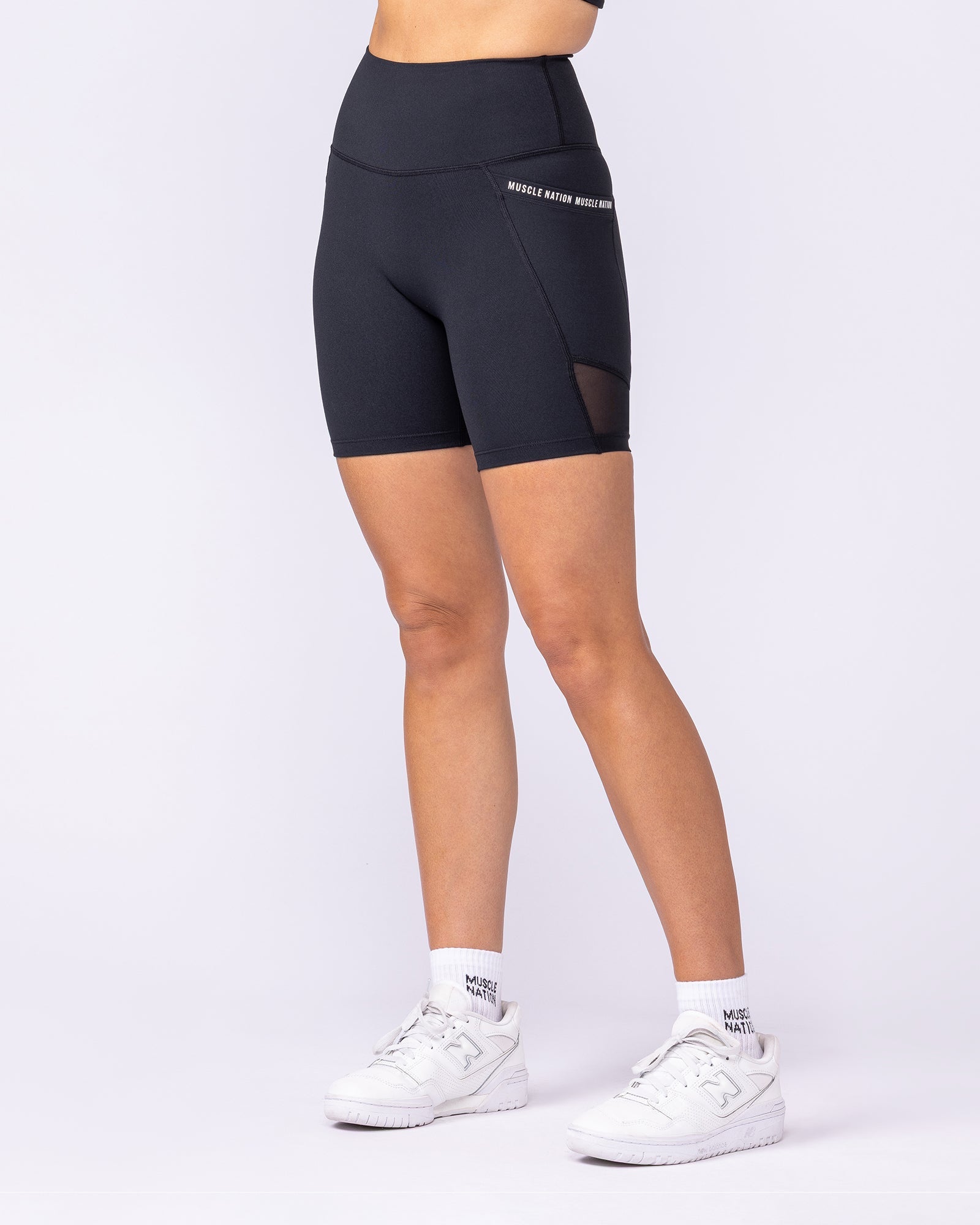 Muscle Nation Shorts Illusion Signature Pocket Bike Shorts - Black
