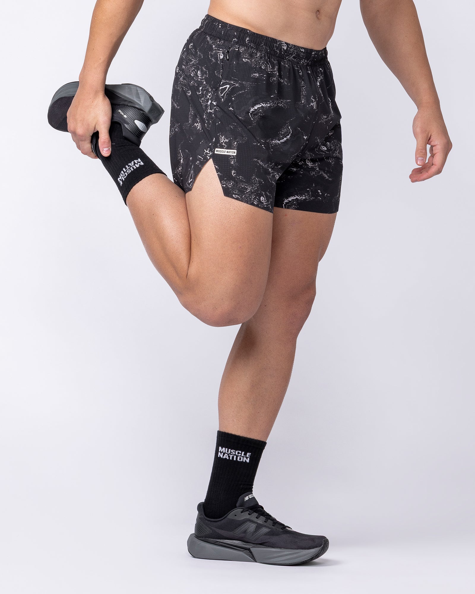 Muscle Nation Shorts Interval 5” Run Shorts - Black Terrain