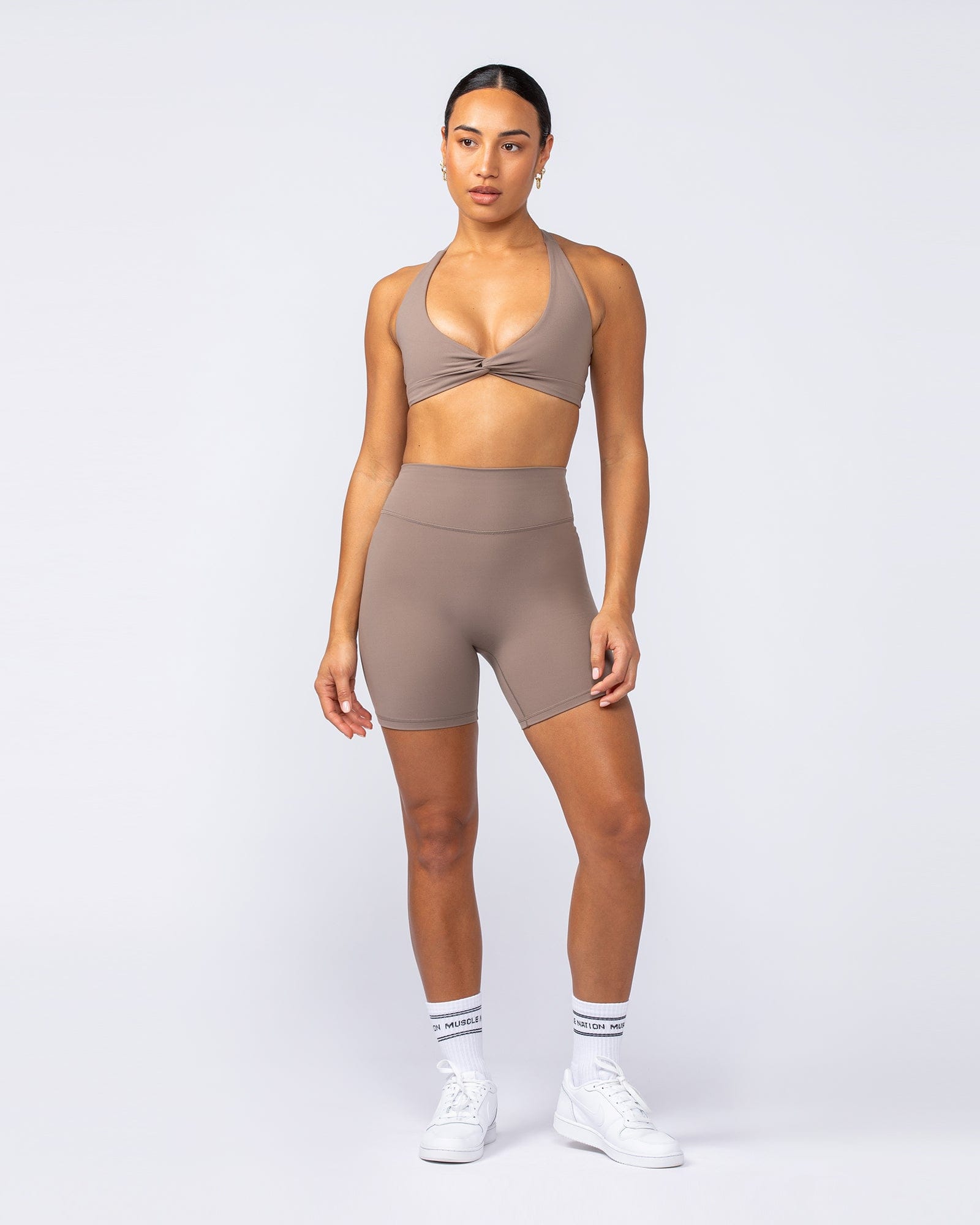 Muscle Nation Shorts Liberty High Rise Bike Shorts - Mushroom