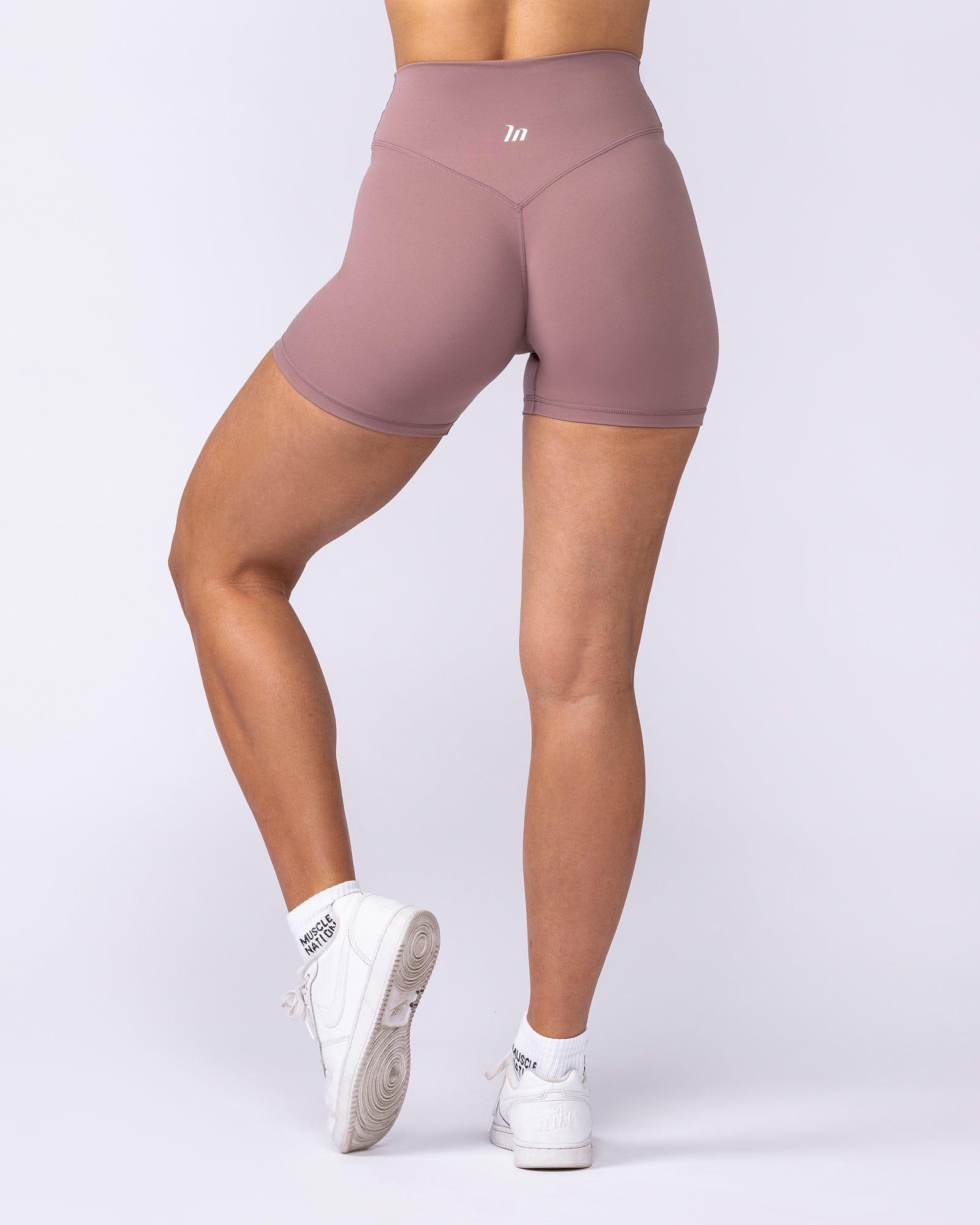Muscle Nation Shorts Liberty High Rise Midway Shorts - Mocha Berry