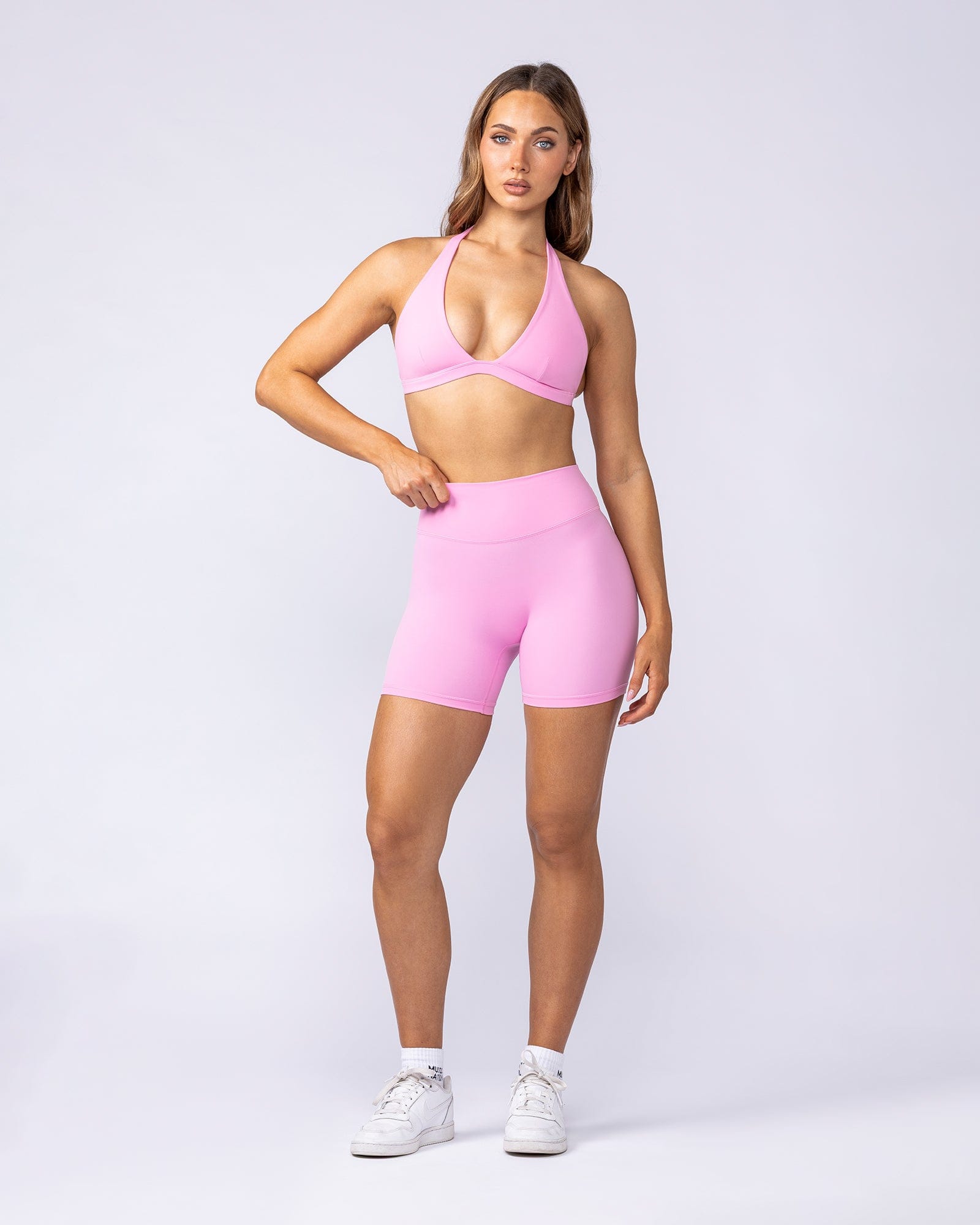 Muscle Nation Shorts Liberty High Rise Midway Shorts - Pink Frosting