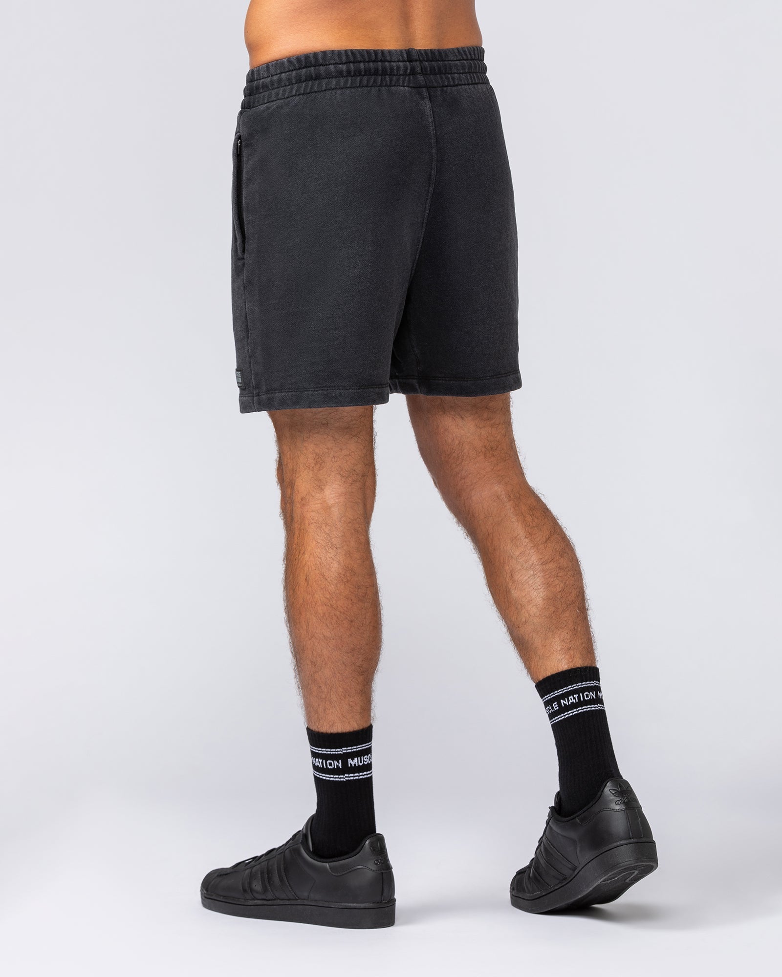 Muscle Nation Shorts Loopback 5" Sweat Shorts - Washed Black
