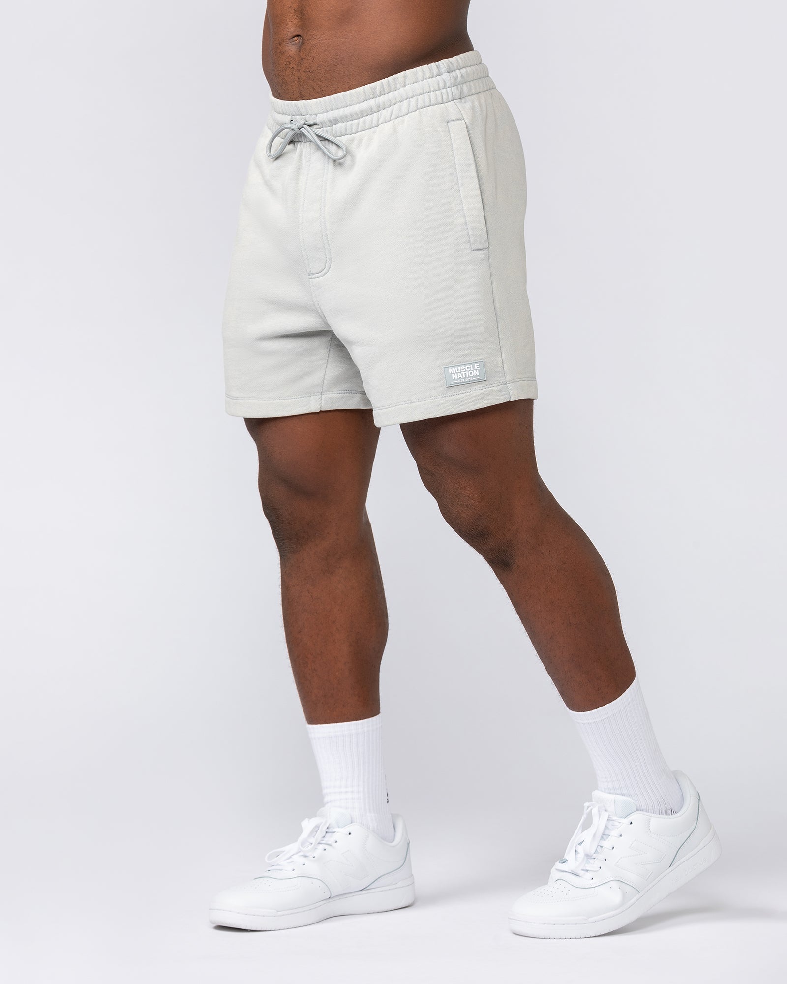 Muscle Nation Shorts Loopback 5" Sweat Shorts - Washed Light Grey