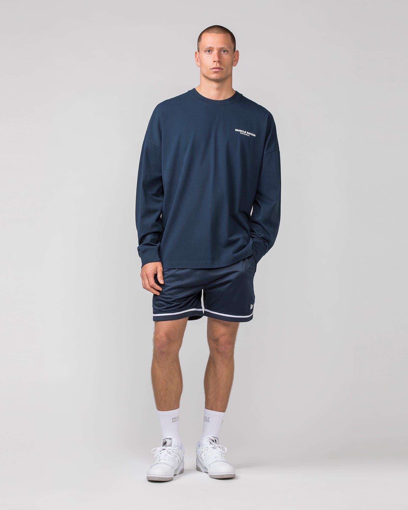 Muscle Nation Shorts Mens 5" Basketball Shorts - Navy