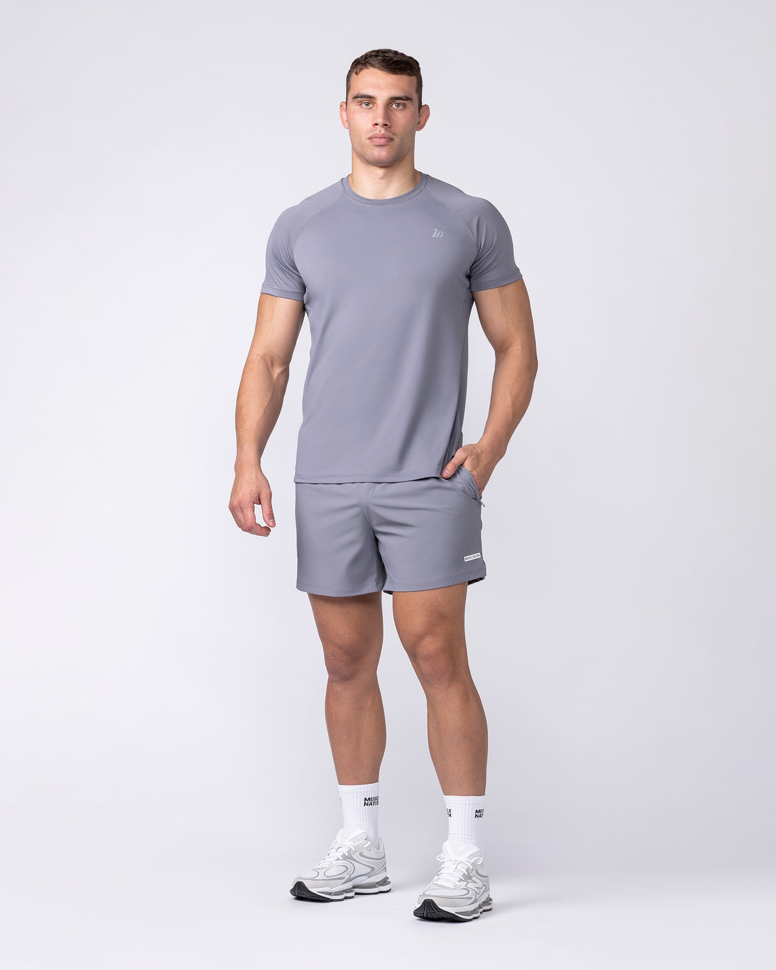 Muscle Nation Shorts On Repeat Training 5" Shorts - Cement