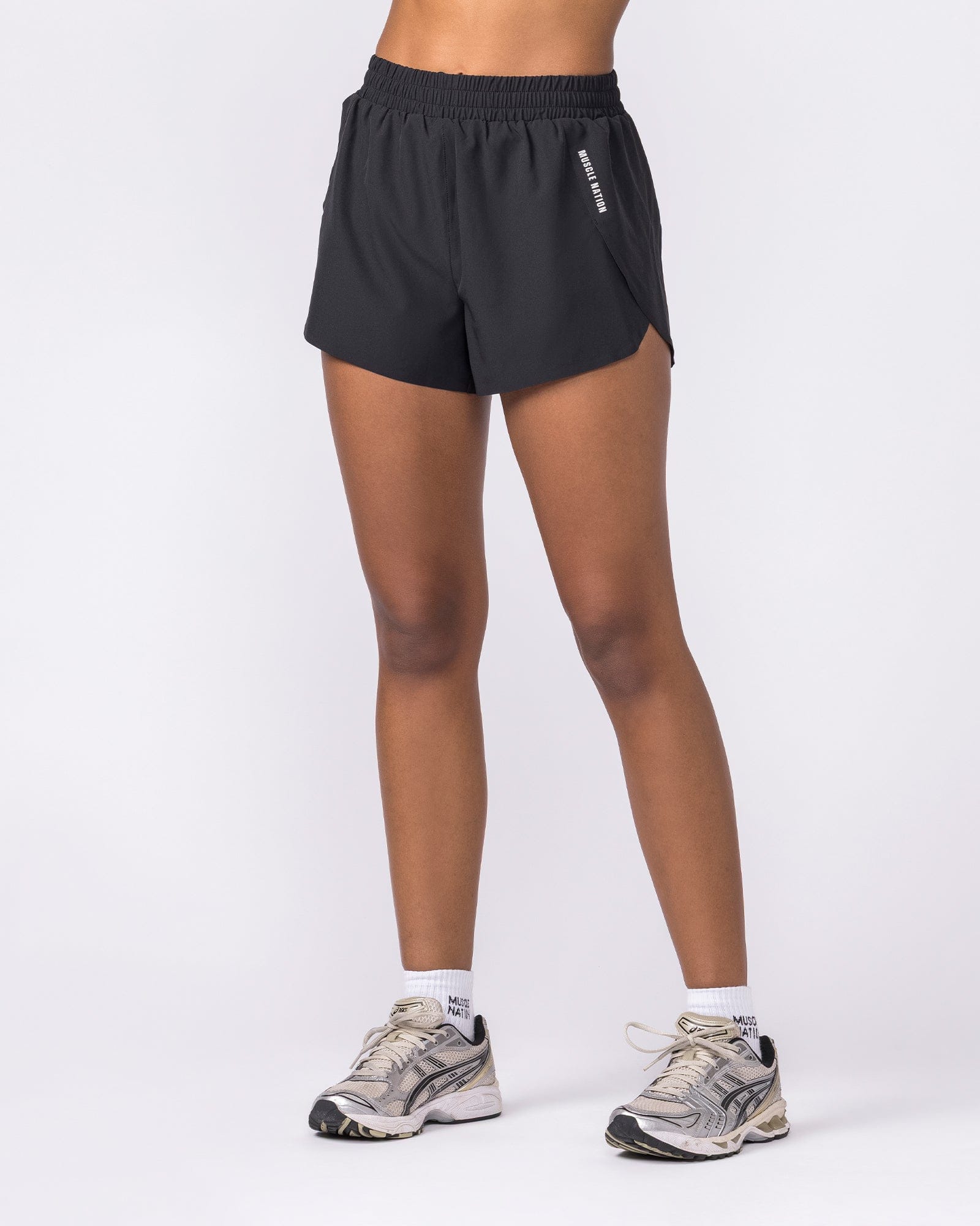 Muscle Nation Shorts Pace 3" High-Waisted Run Shorts - Black