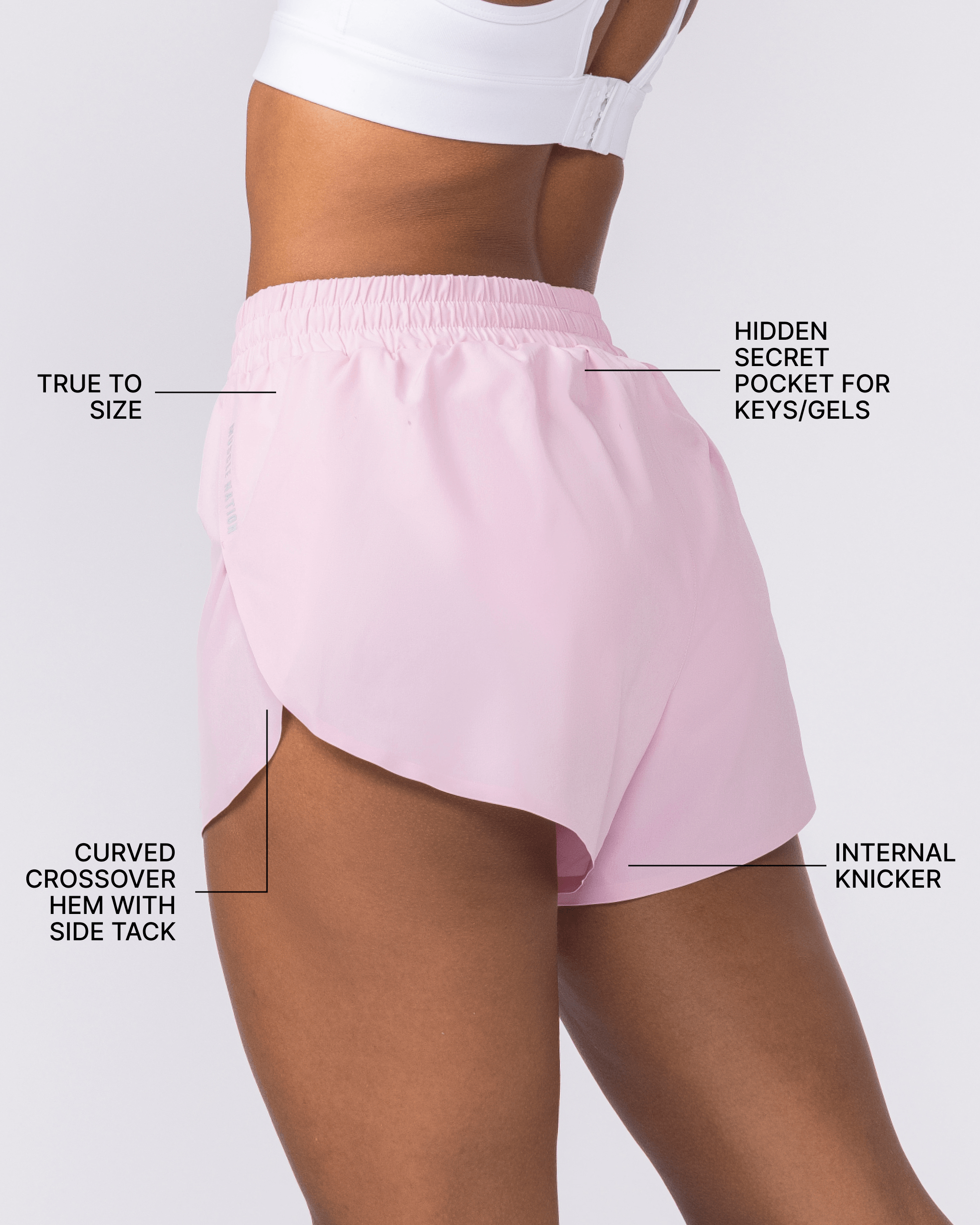 Muscle Nation Shorts Pace 3" High-Waisted Run Shorts - Blossom