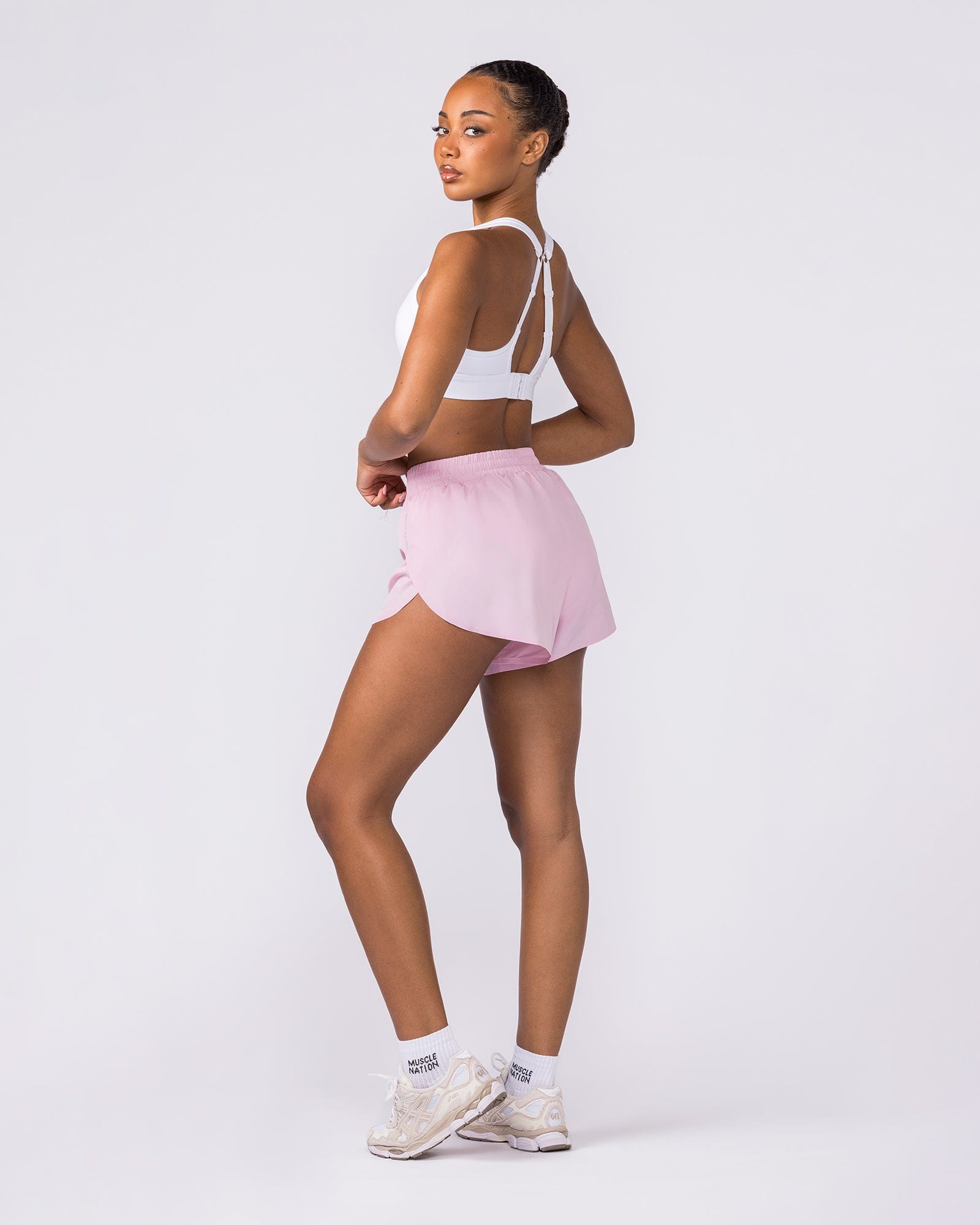 Muscle Nation Shorts Pace 3" High-Waisted Run Shorts - Blossom