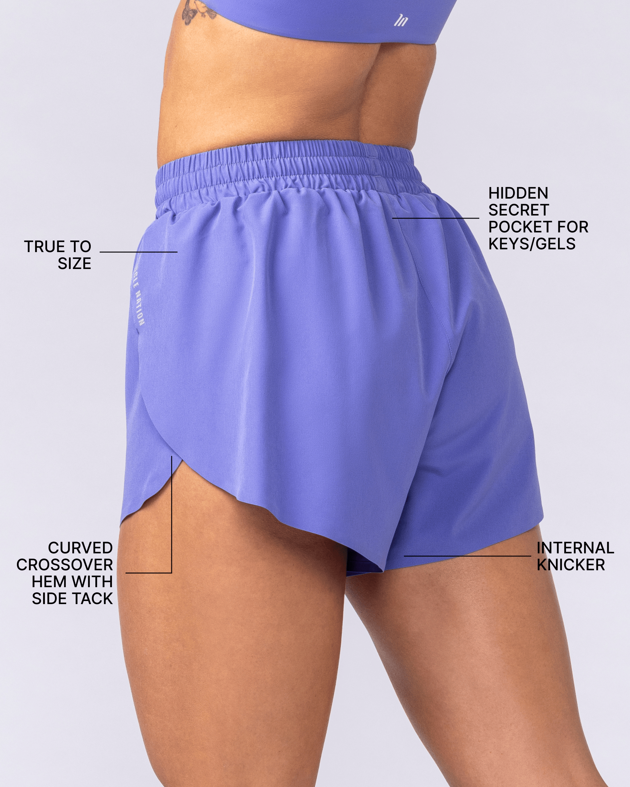 Muscle Nation Shorts Pace 3" High-Waisted Run Shorts - Blueberry