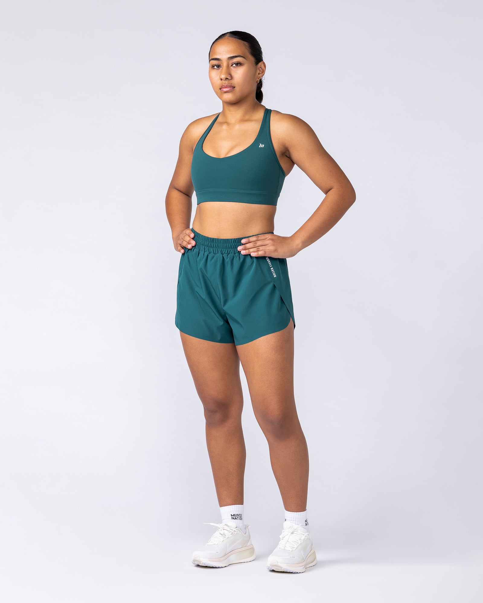 Muscle Nation Shorts Pace 3" High-Waisted Run Shorts - Hunter Green