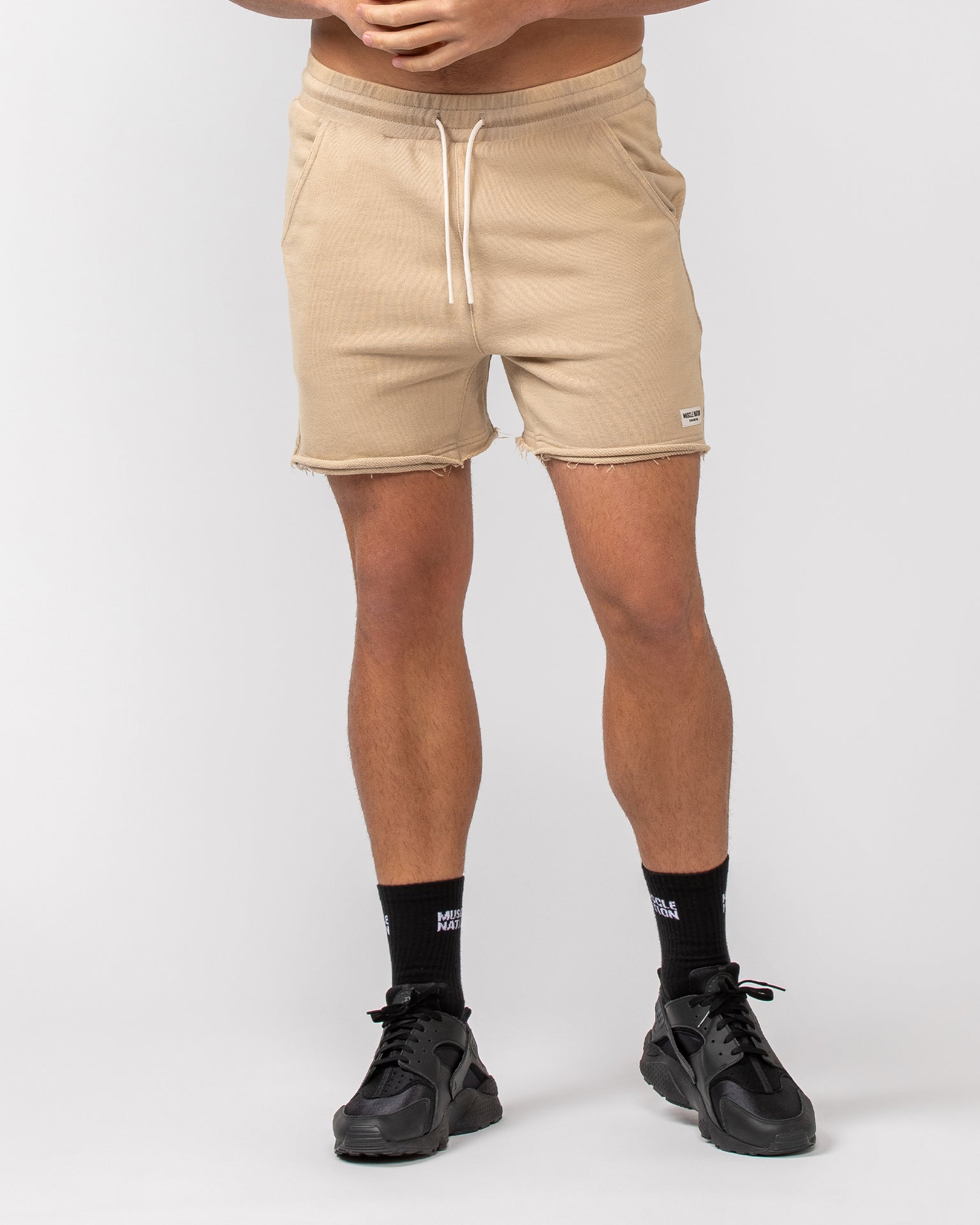 Muscle Nation Shorts Raw Hem 5" Shorts - Washed Fossil