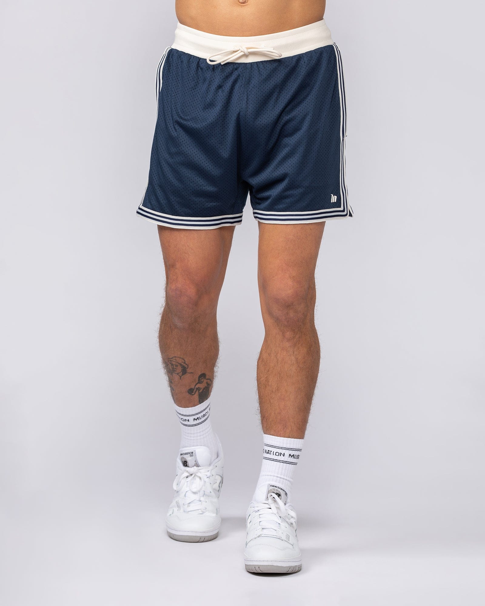 Muscle Nation Shorts Retro Mesh Training 4" Shorts - Navy