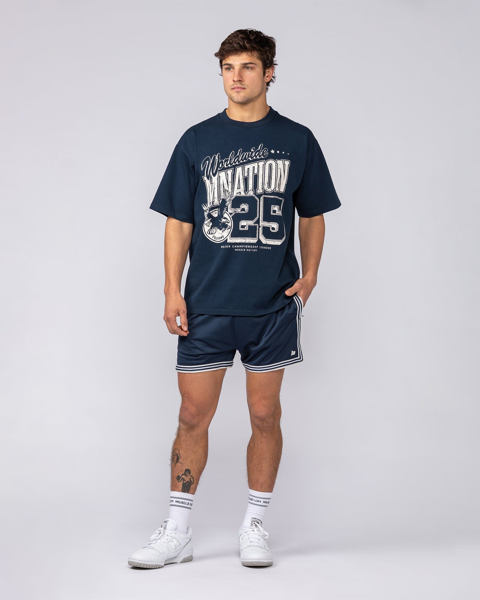 Muscle Nation Shorts Retro Mesh Training 4" Shorts - Navy