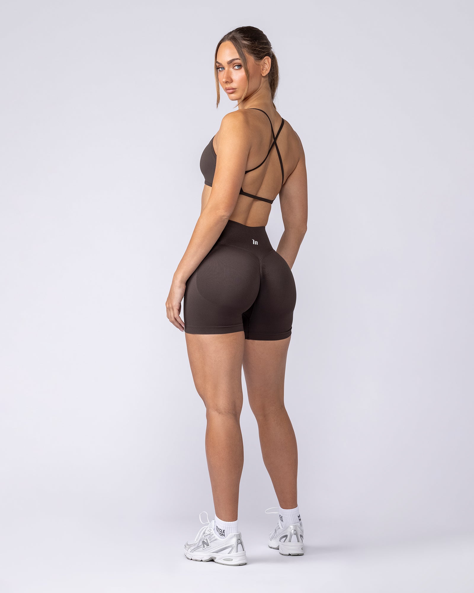 Muscle Nation Shorts Revealed Seamless Midway Shorts - Cocoa