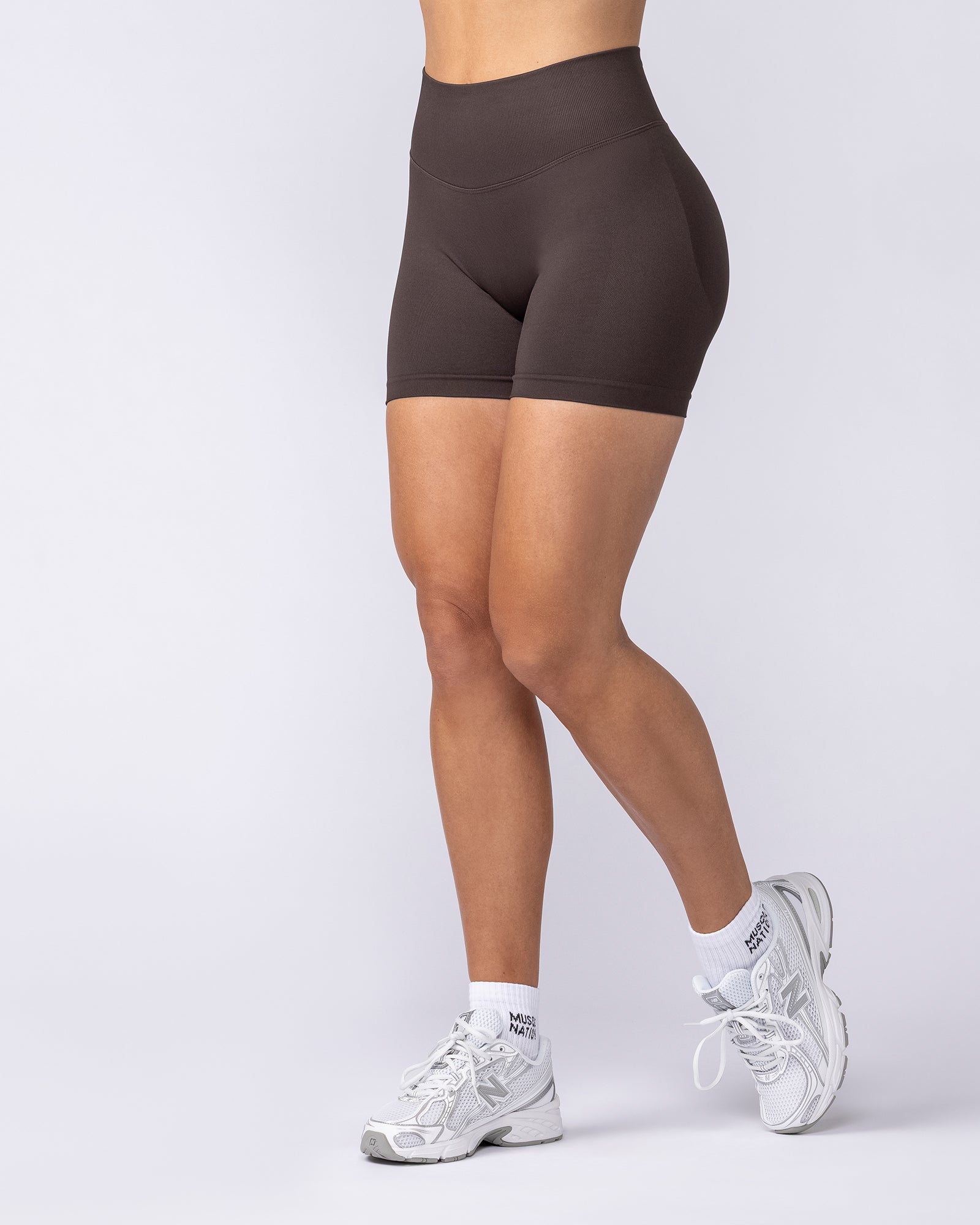 Muscle Nation Shorts Revealed Seamless Midway Shorts - Cocoa