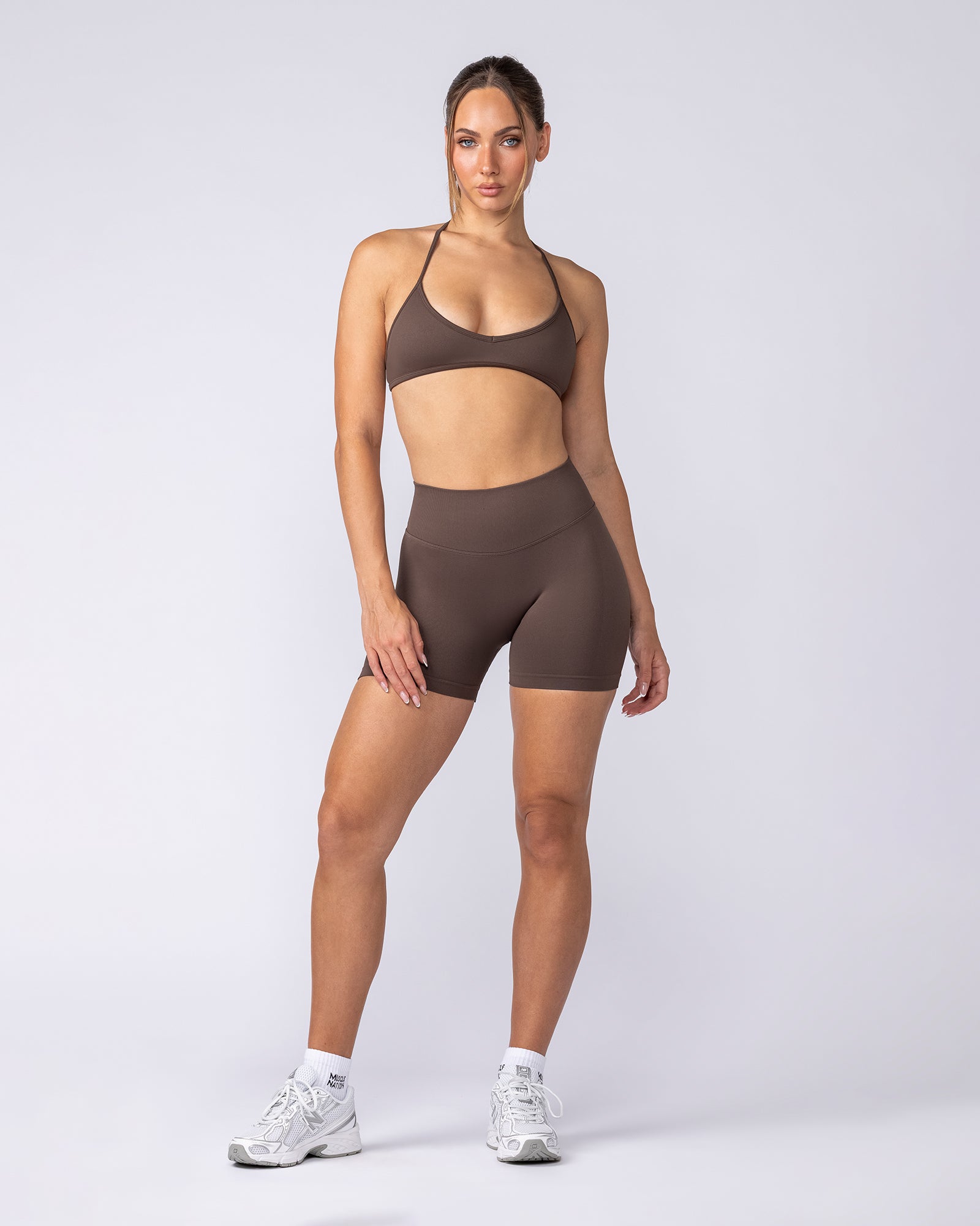 Muscle Nation Shorts Revealed Seamless Midway Shorts - Hot Chocolate