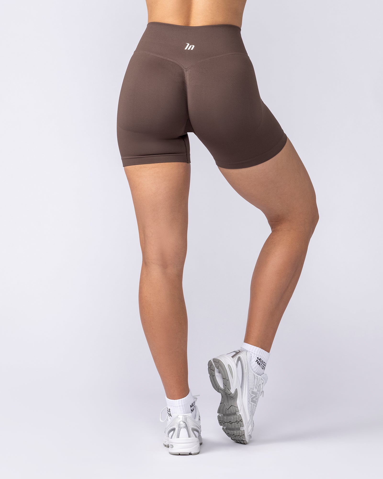 Muscle Nation Shorts Revealed Seamless Midway Shorts - Hot Chocolate
