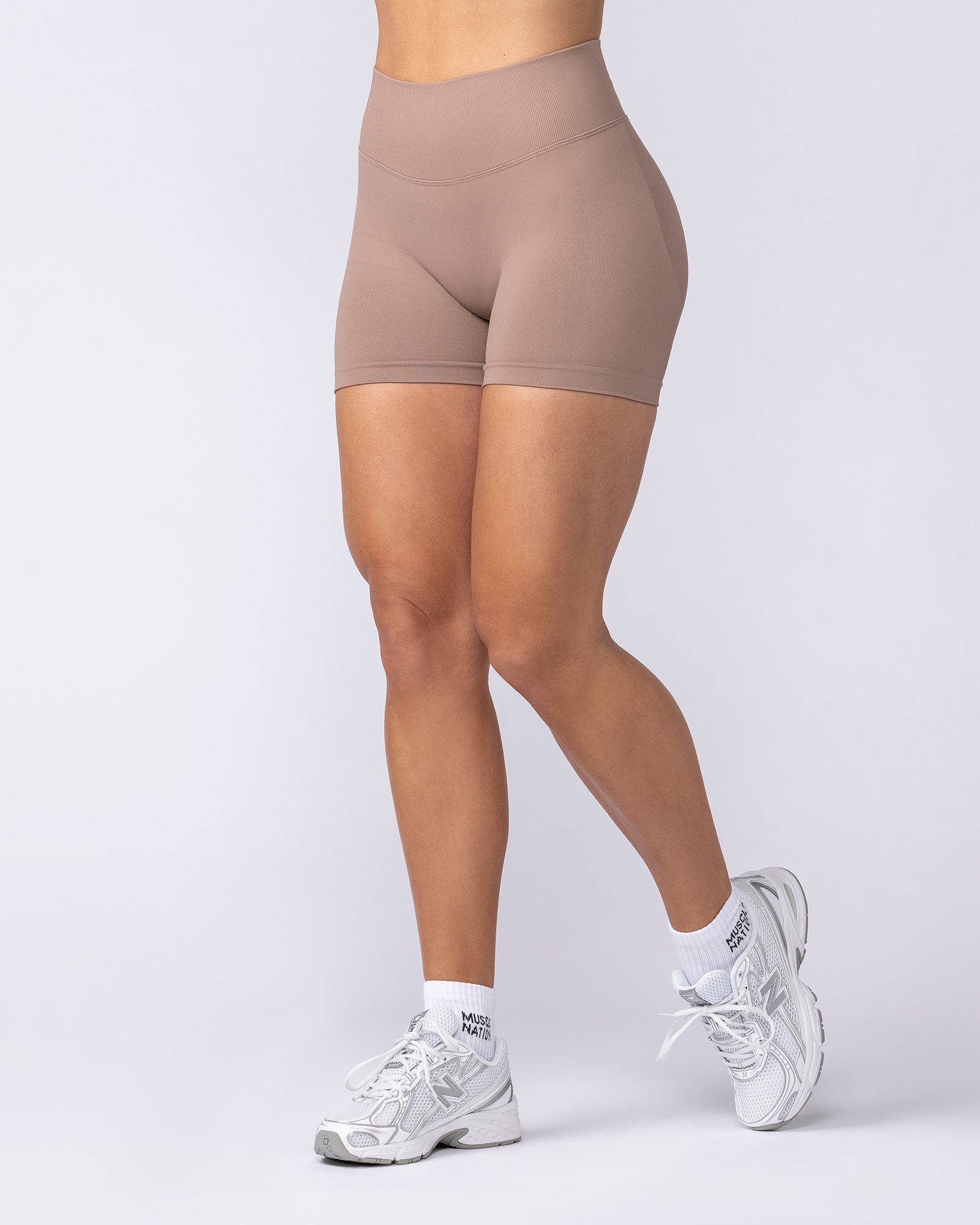 Muscle Nation Shorts Revealed Seamless Midway Shorts - Praline