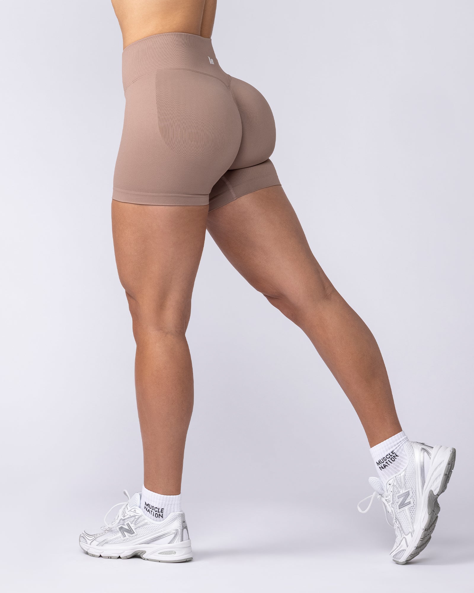 Muscle Nation Shorts Revealed Seamless Midway Shorts - Praline