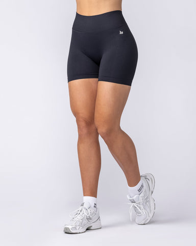 Muscle Nation Shorts Revealed V Back Seamless Midway Shorts - Black