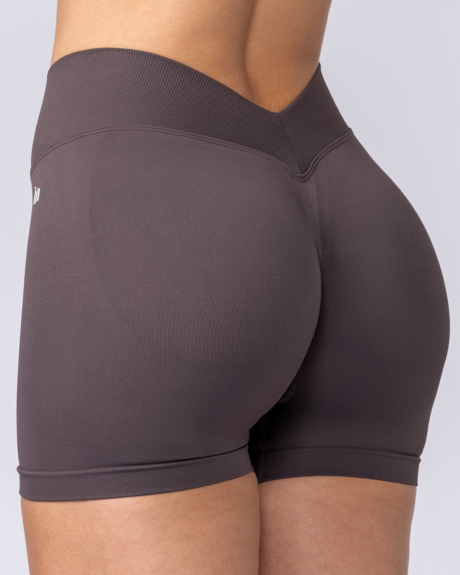 Muscle Nation Shorts Revealed V Back Seamless Midway Shorts - Black Coffee