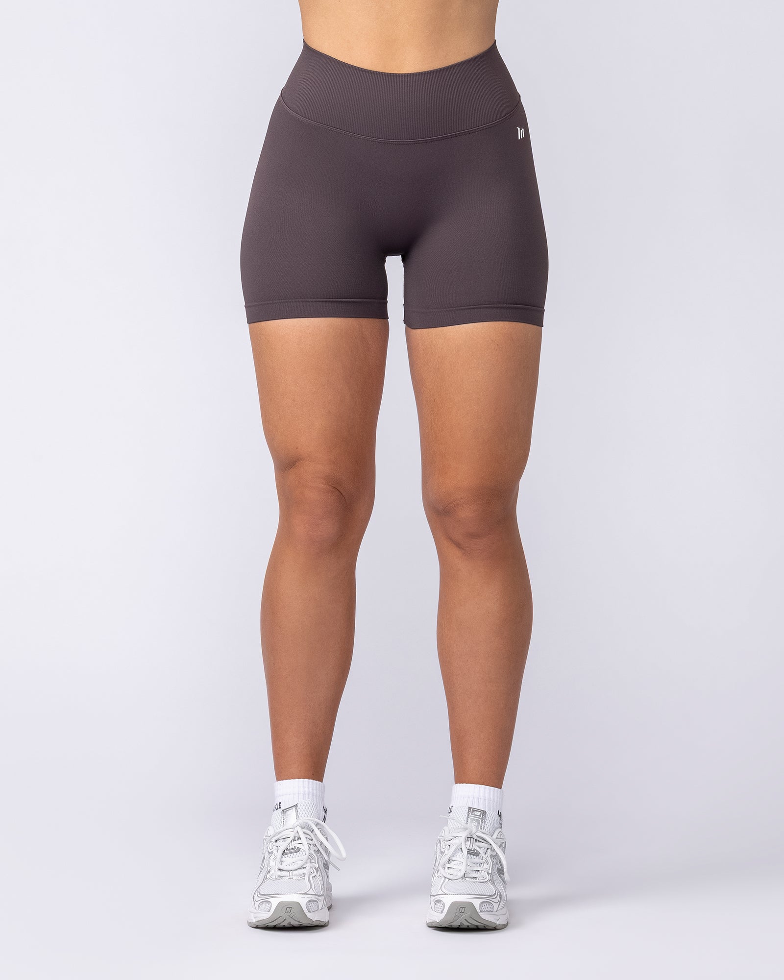 Muscle Nation Shorts Revealed V Back Seamless Midway Shorts - Black Coffee