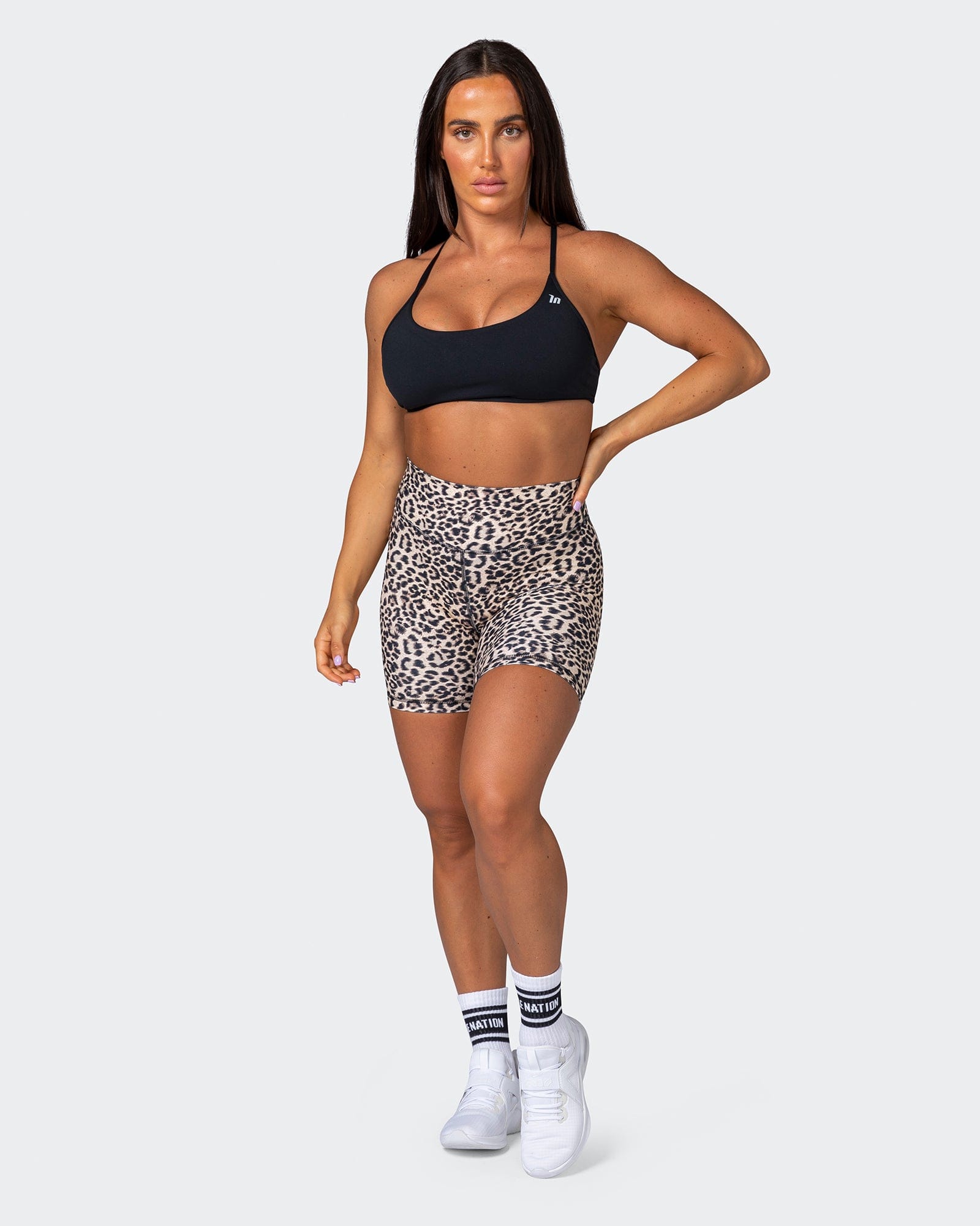 Muscle Nation Shorts Signature Scrunch Bike Shorts - Yellow Leopard