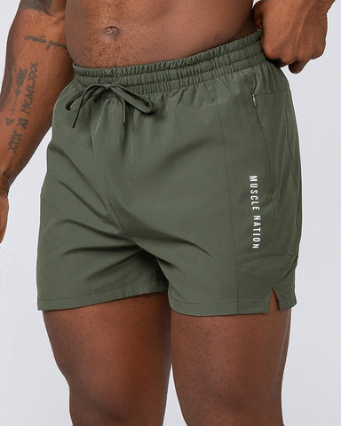 Muscle Nation Shorts Streamline Training 3" Shorts - Dark Khaki