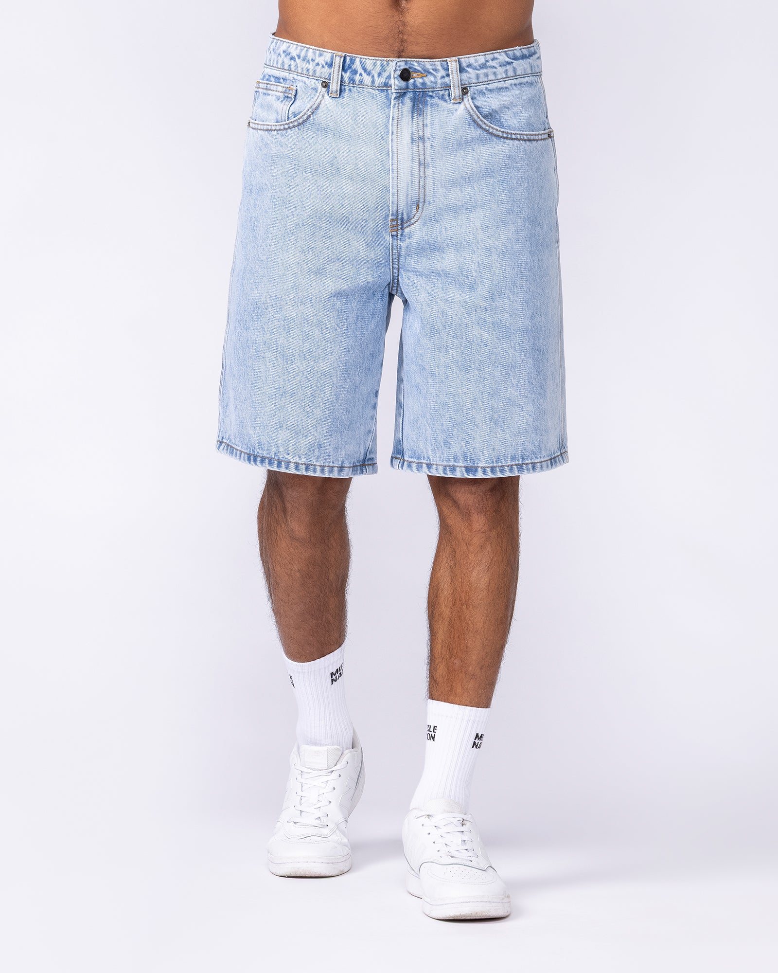 Muscle Nation Shorts Street Denim Jorts - Washed Denim