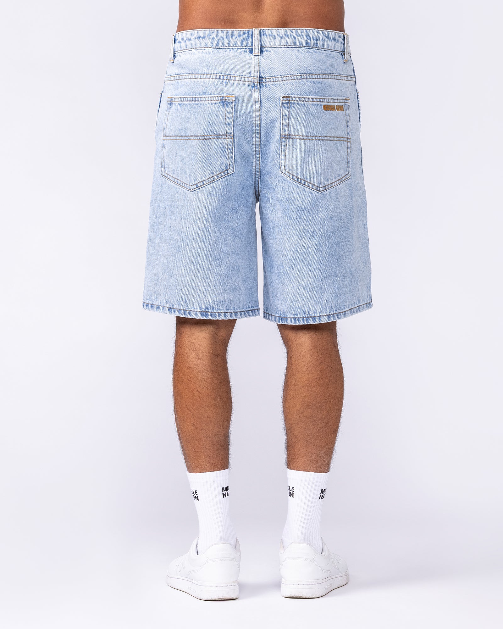 Muscle Nation Shorts Street Denim Jorts - Washed Denim