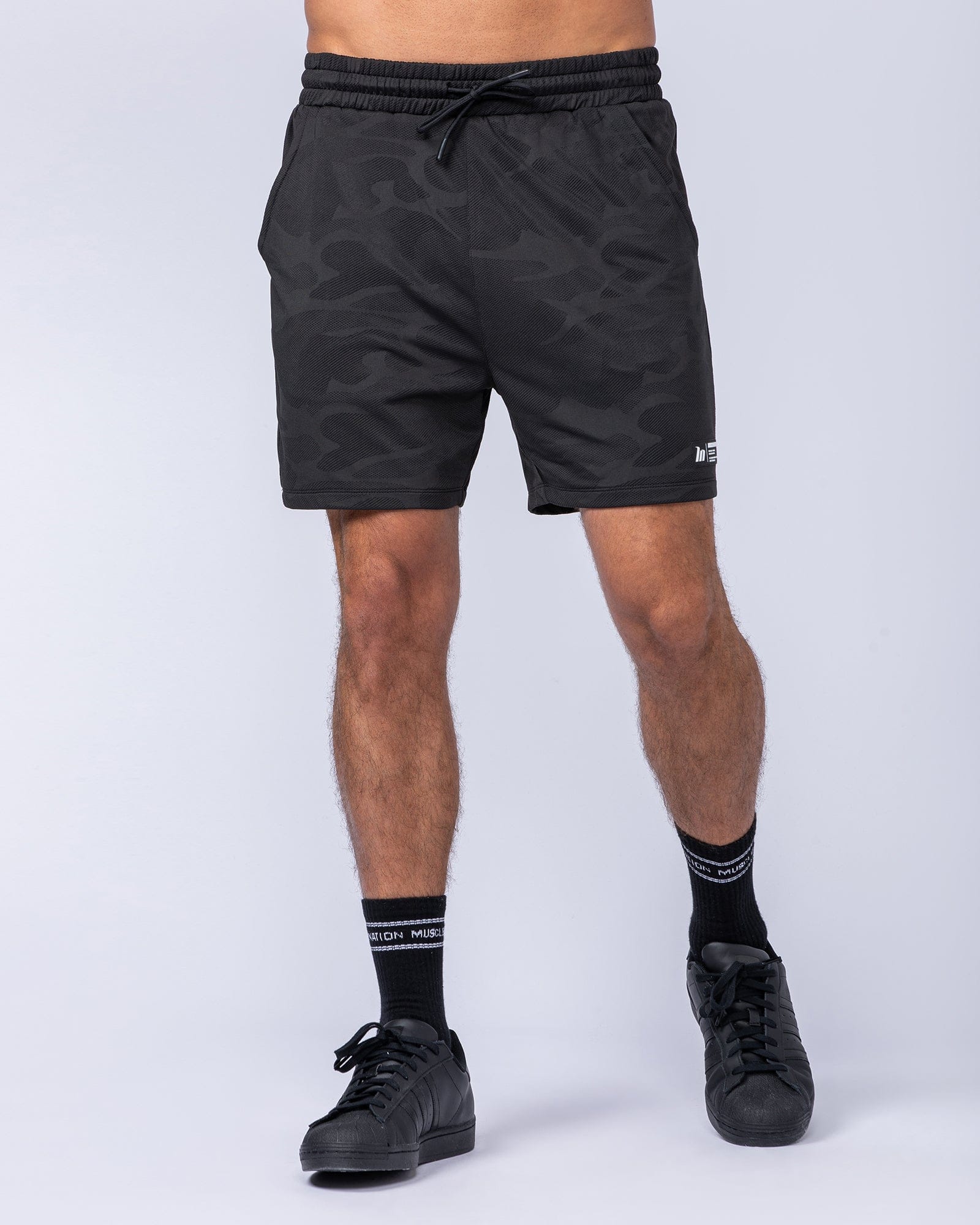 Muscle Nation Shorts Tech Camo Lay Up 5" Shorts - Black Camo
