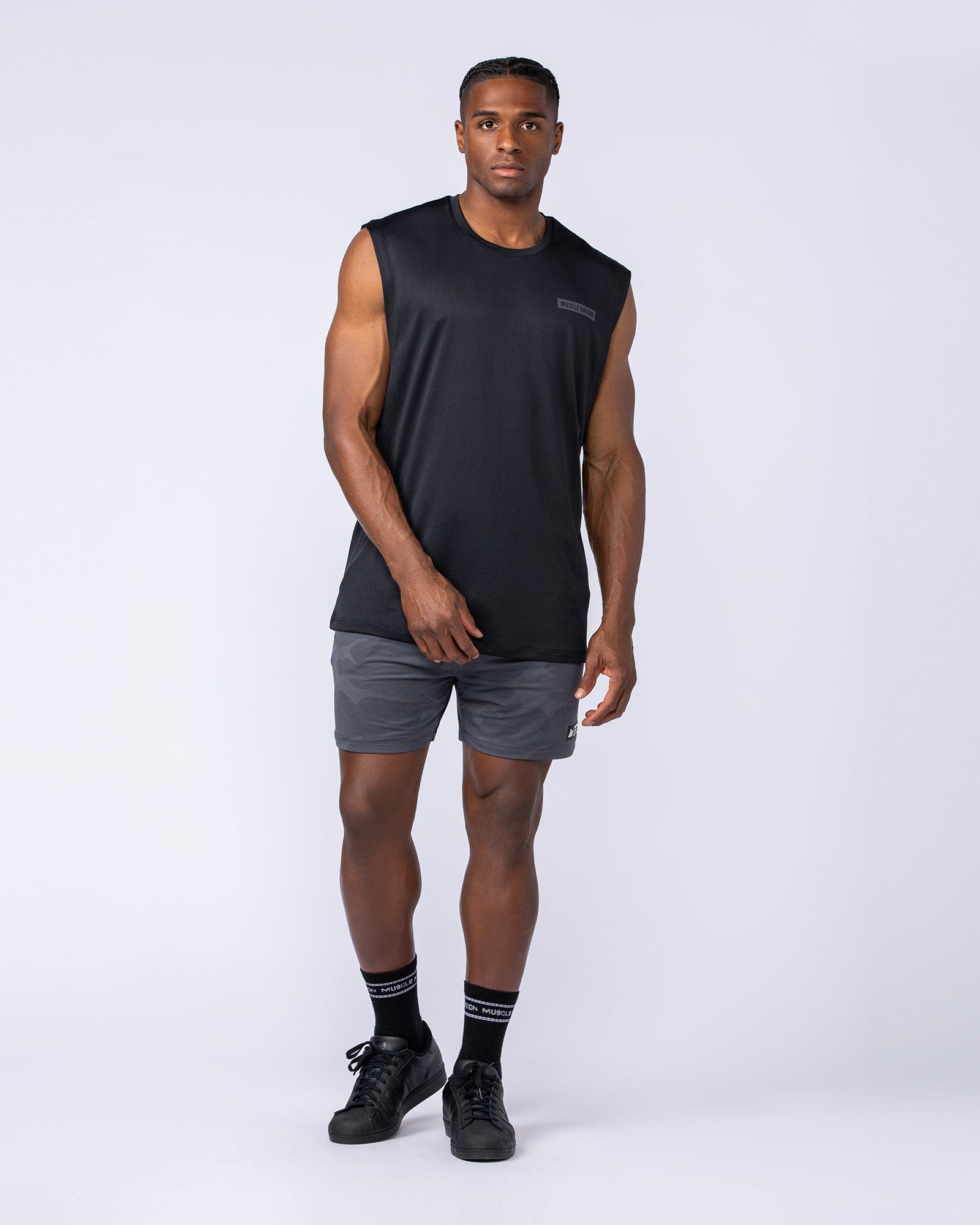 Muscle Nation Shorts Tech Camo Lay Up 5" Shorts - Dark Grey Camo